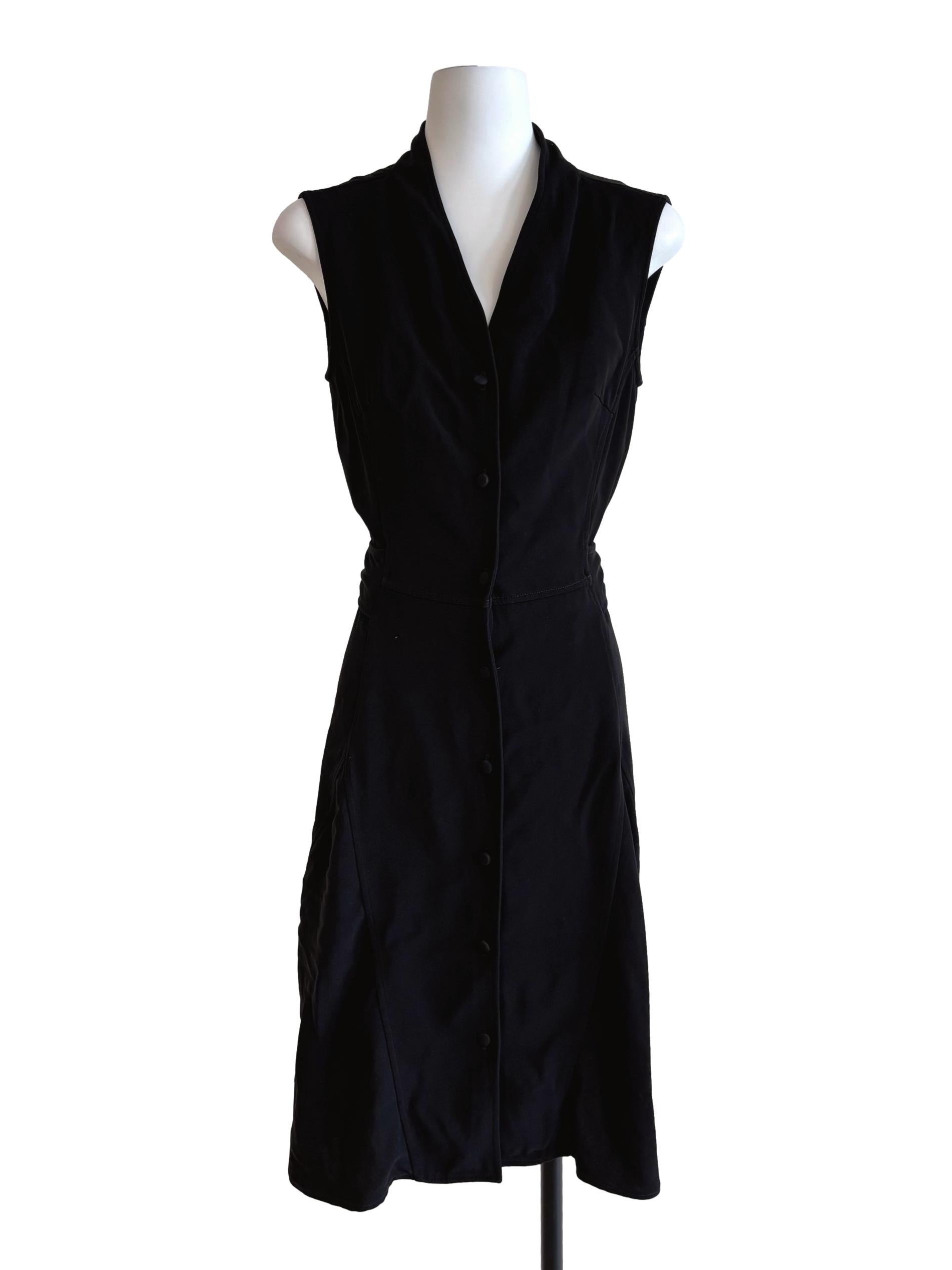 Raven Black Buttoned A-Line Dress