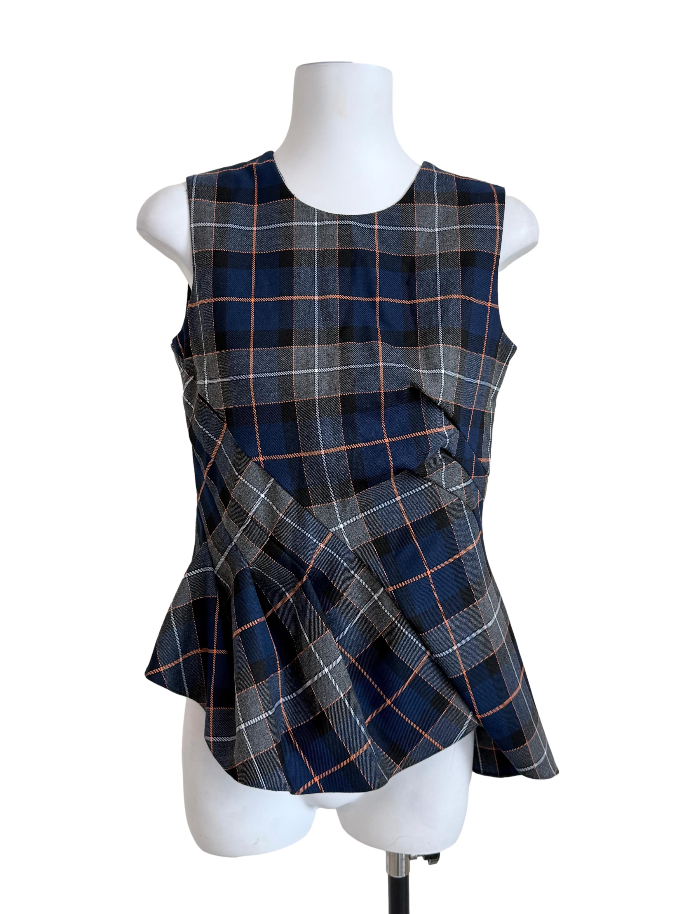 Multicolor Checkered Round Neck Top