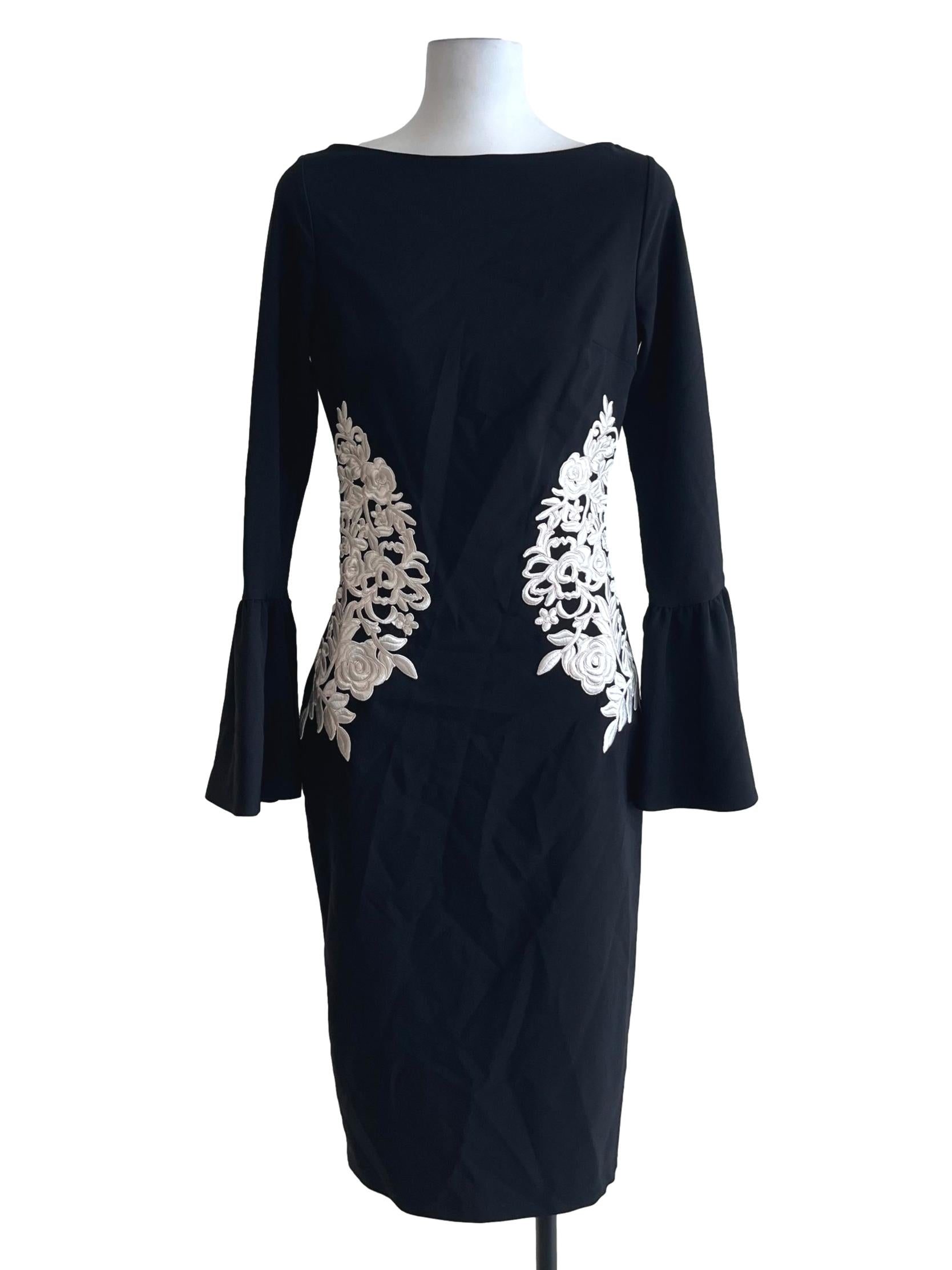 Black Sabrina Neckline Empire Dress