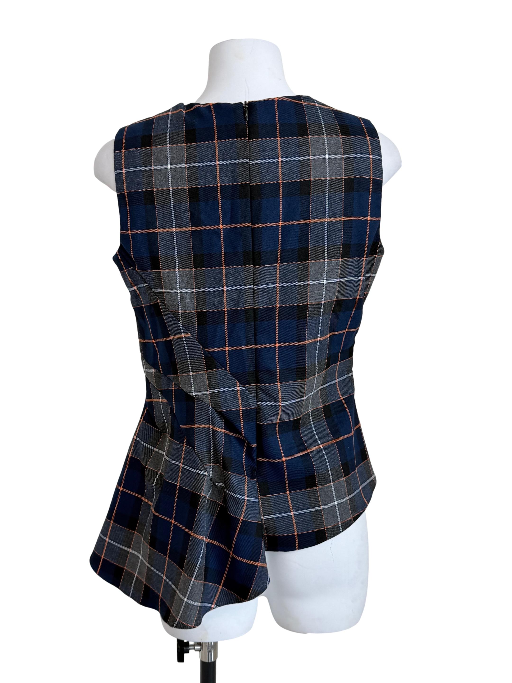 Multicolor Checkered Round Neck Top