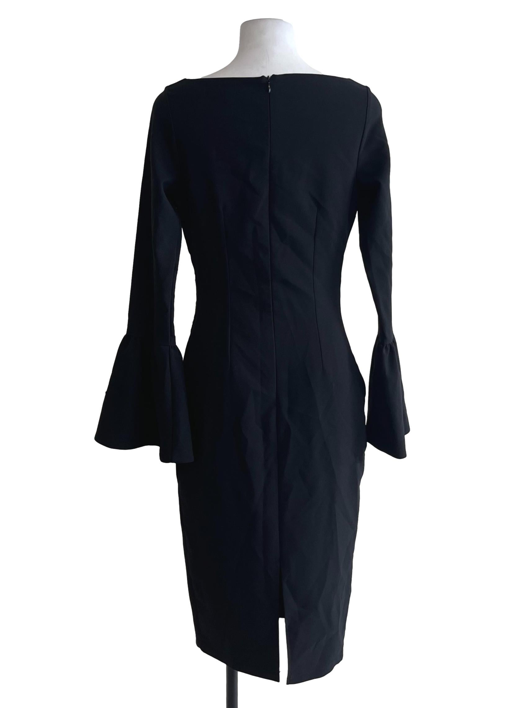 Black Sabrina Neckline Empire Dress