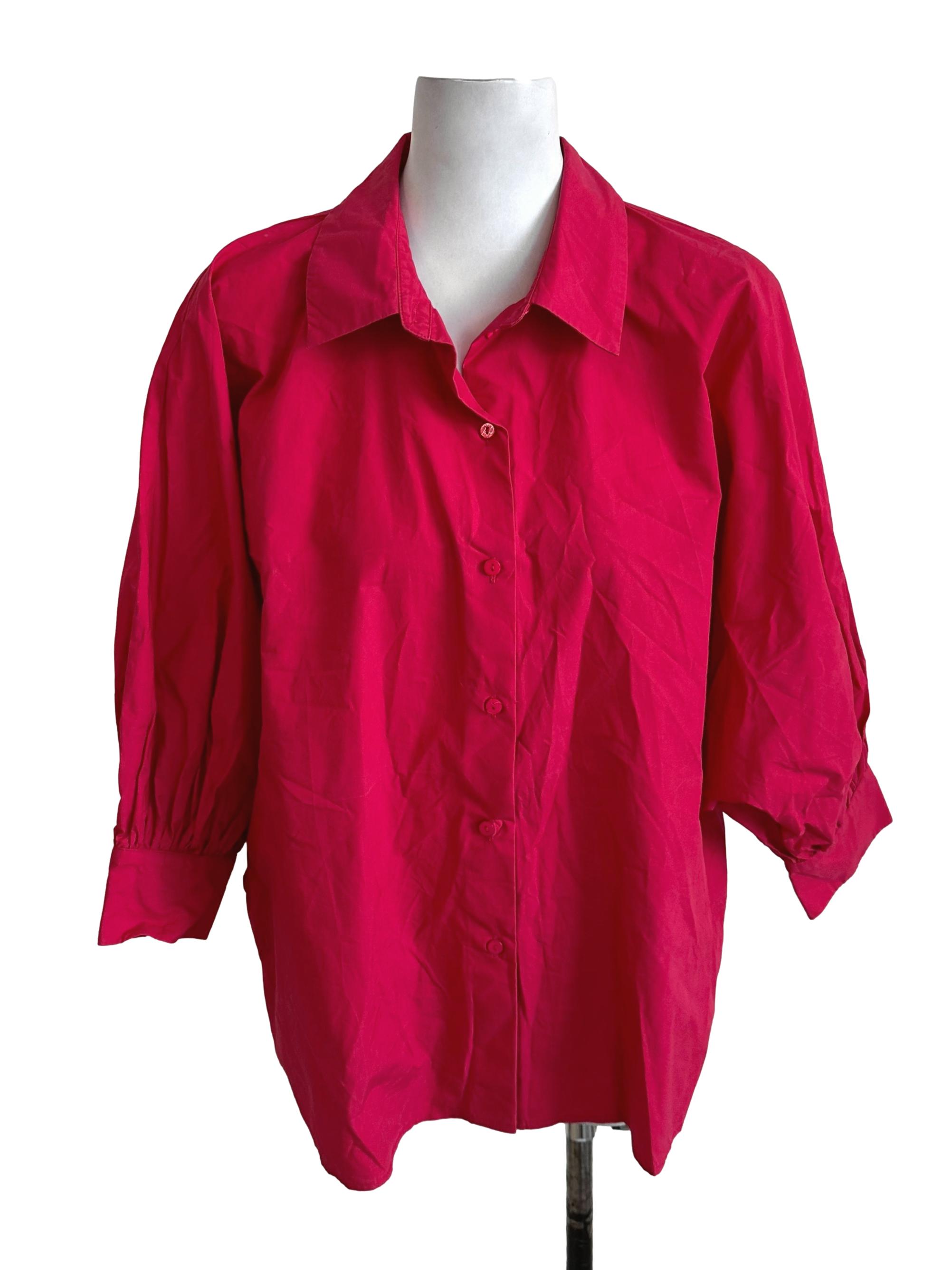 Fushia Pink Button Collar Top LB