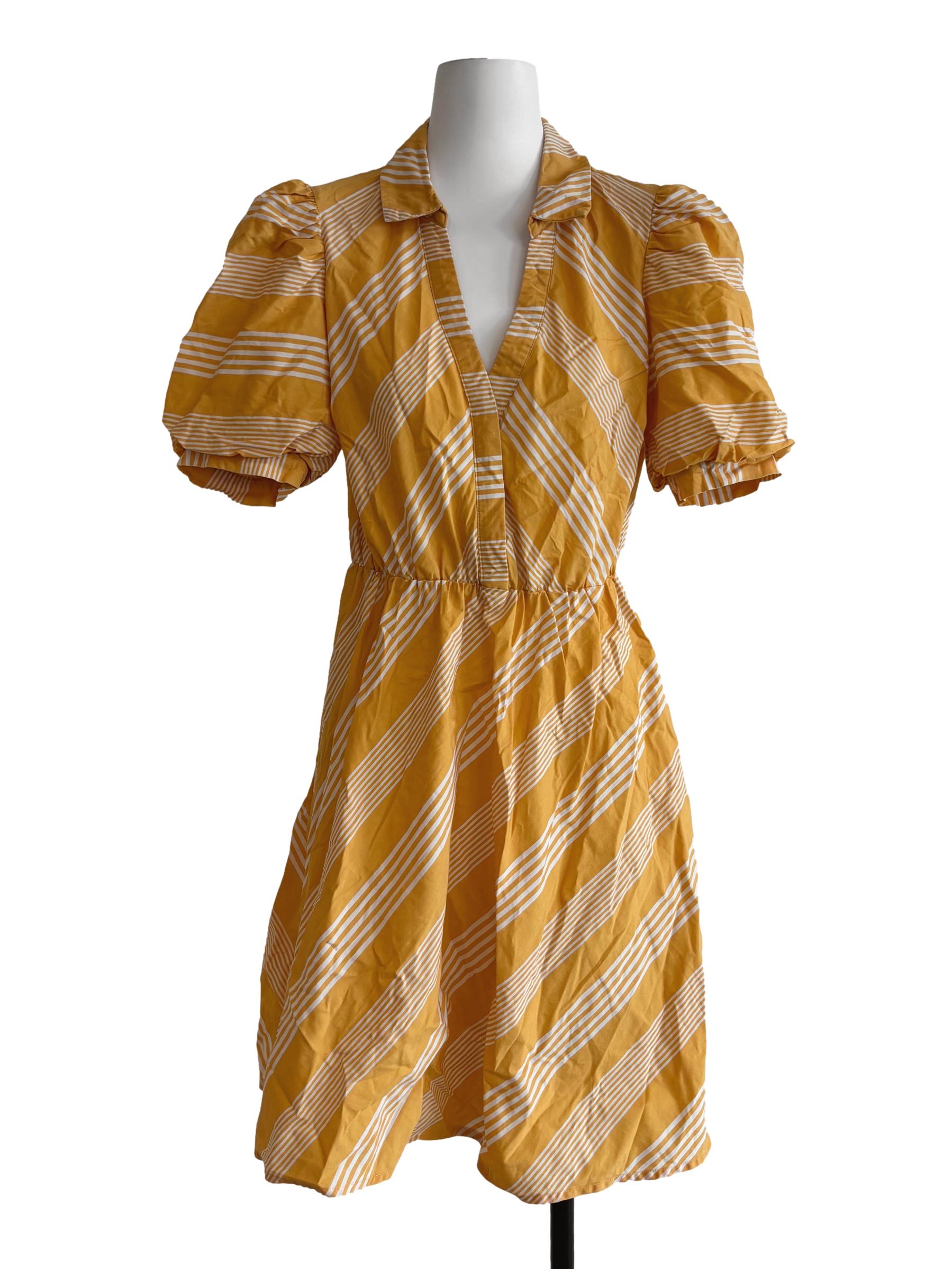 Honey Yellow Striped Cotton Dress
