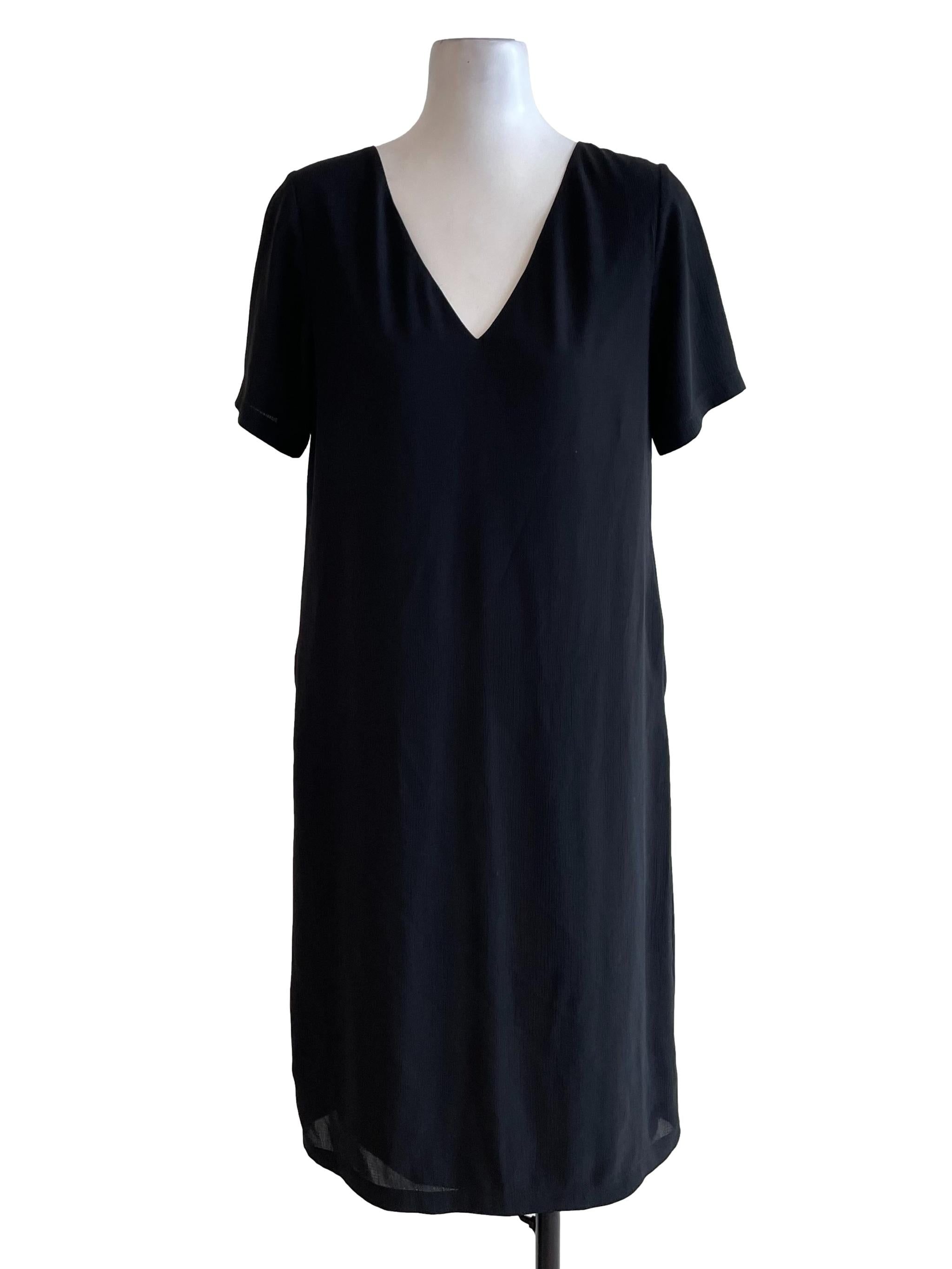 Charcoal V Neck Straight Dress OSN