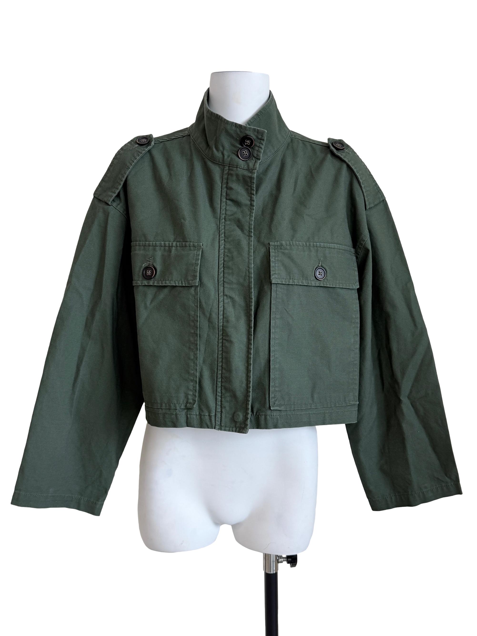 Crocodile Green Utility Cropped Jacket
