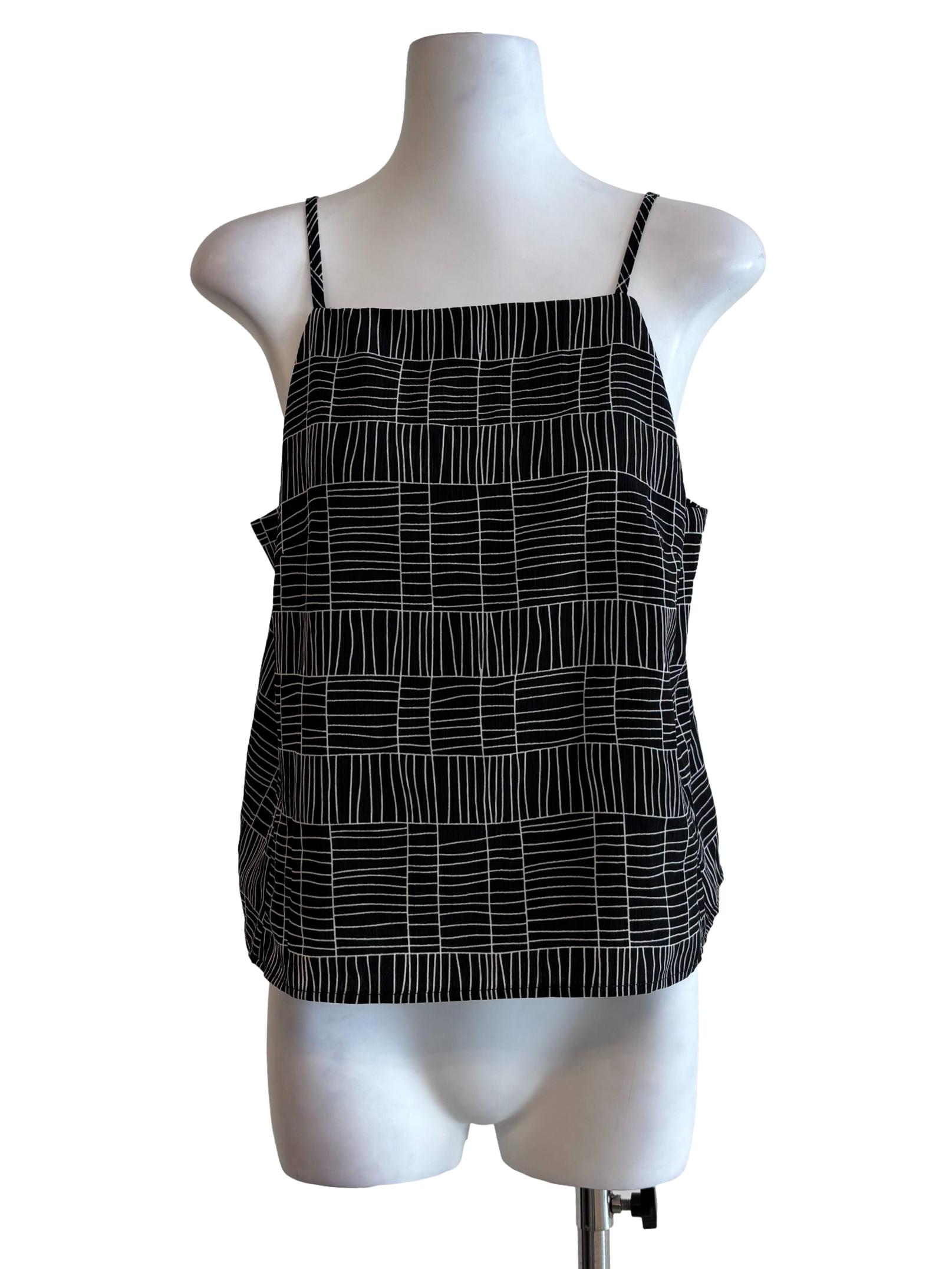 Black Abstract Sleeveless Top