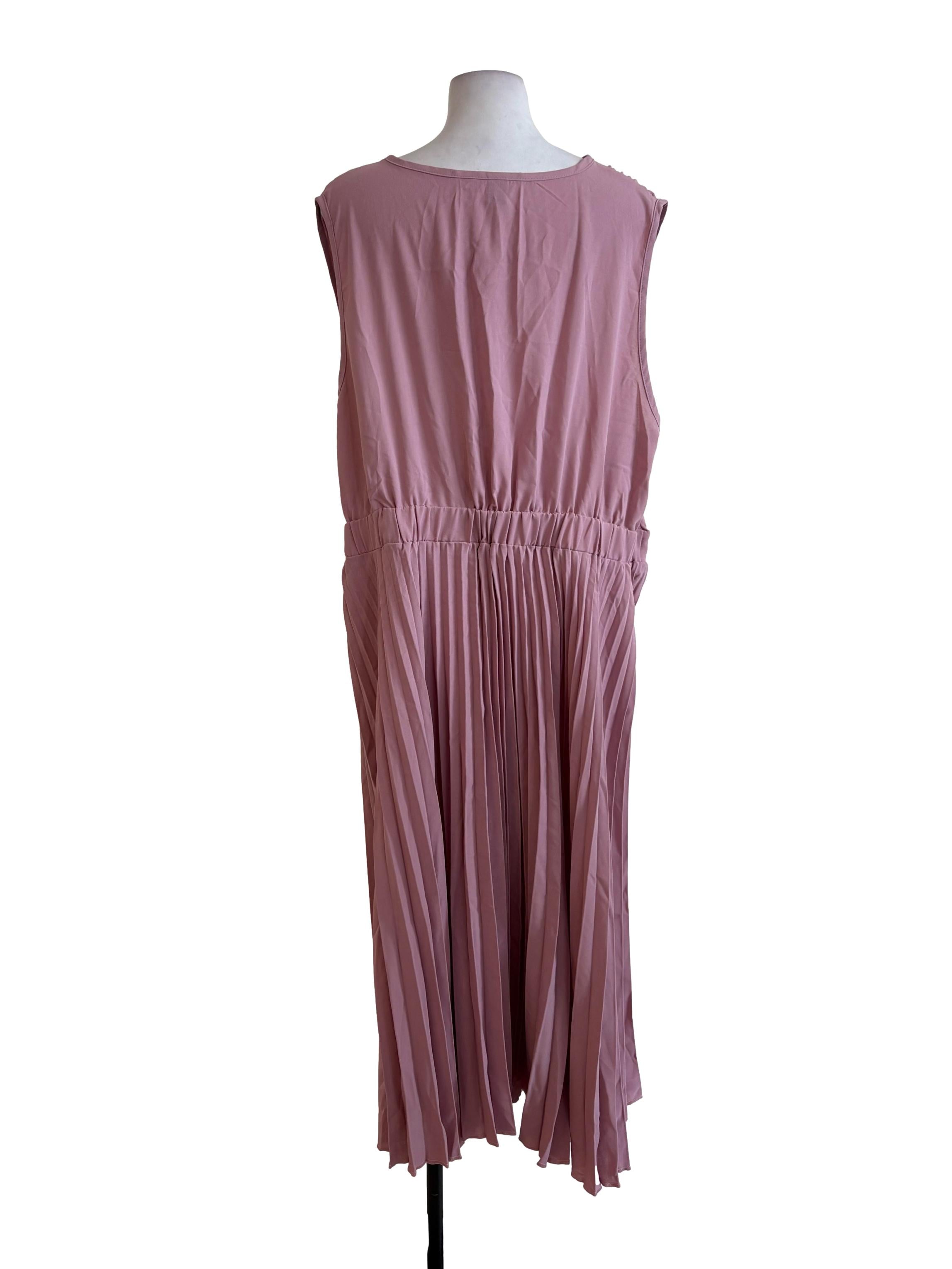 Flamingo Pink Pleated Dress