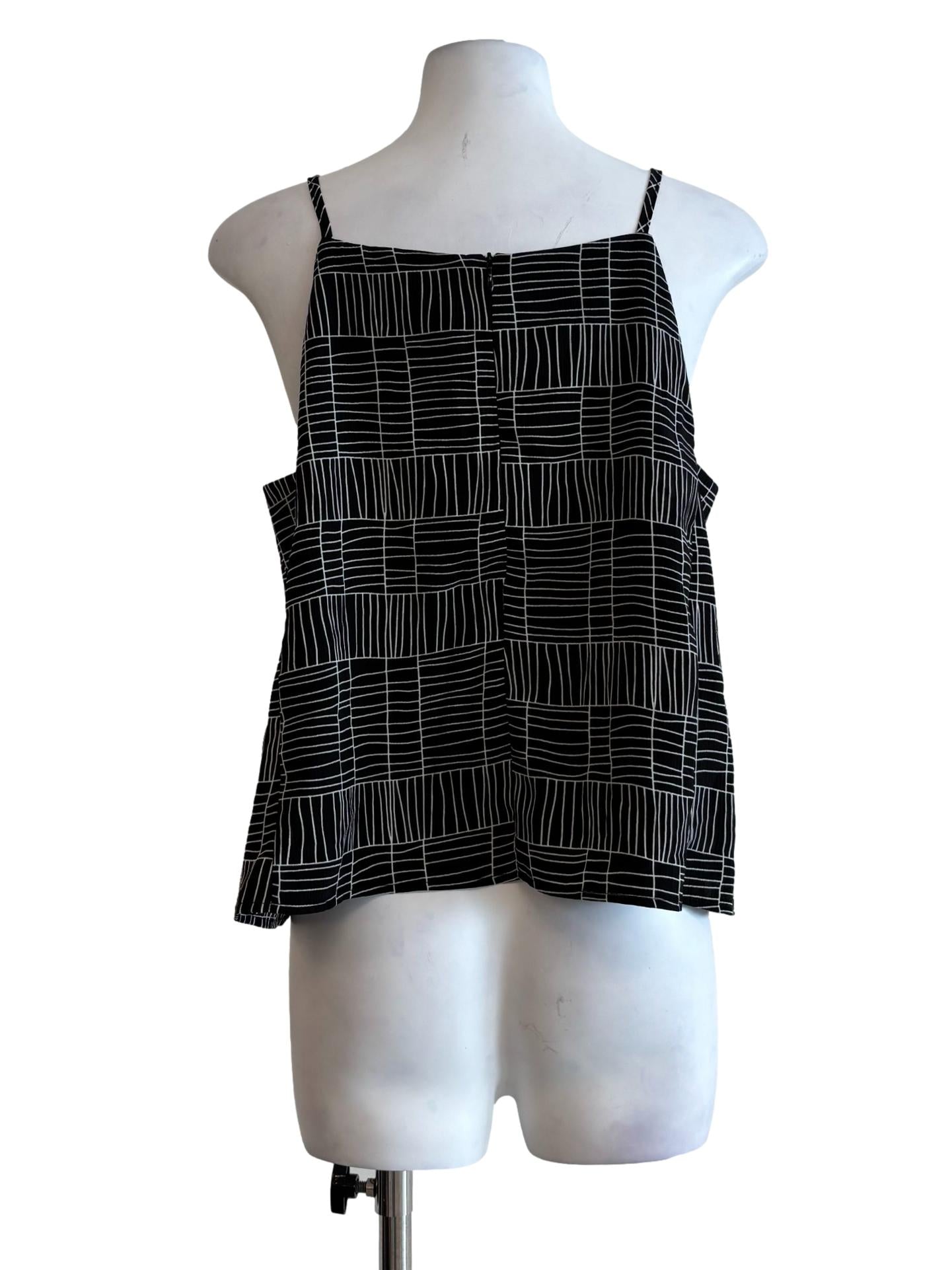 Black Abstract Sleeveless Top