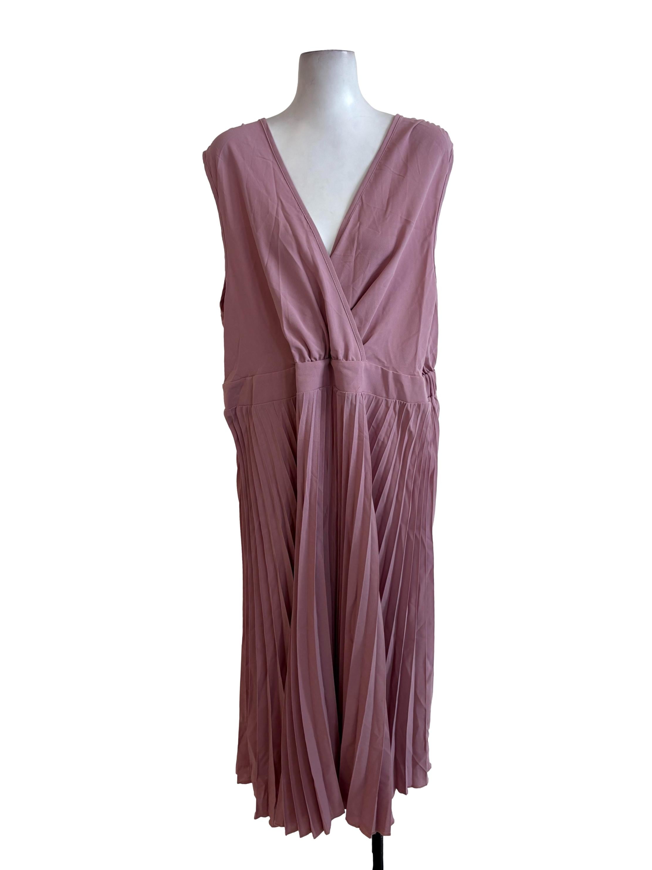 Flamingo Pink Pleated Dress