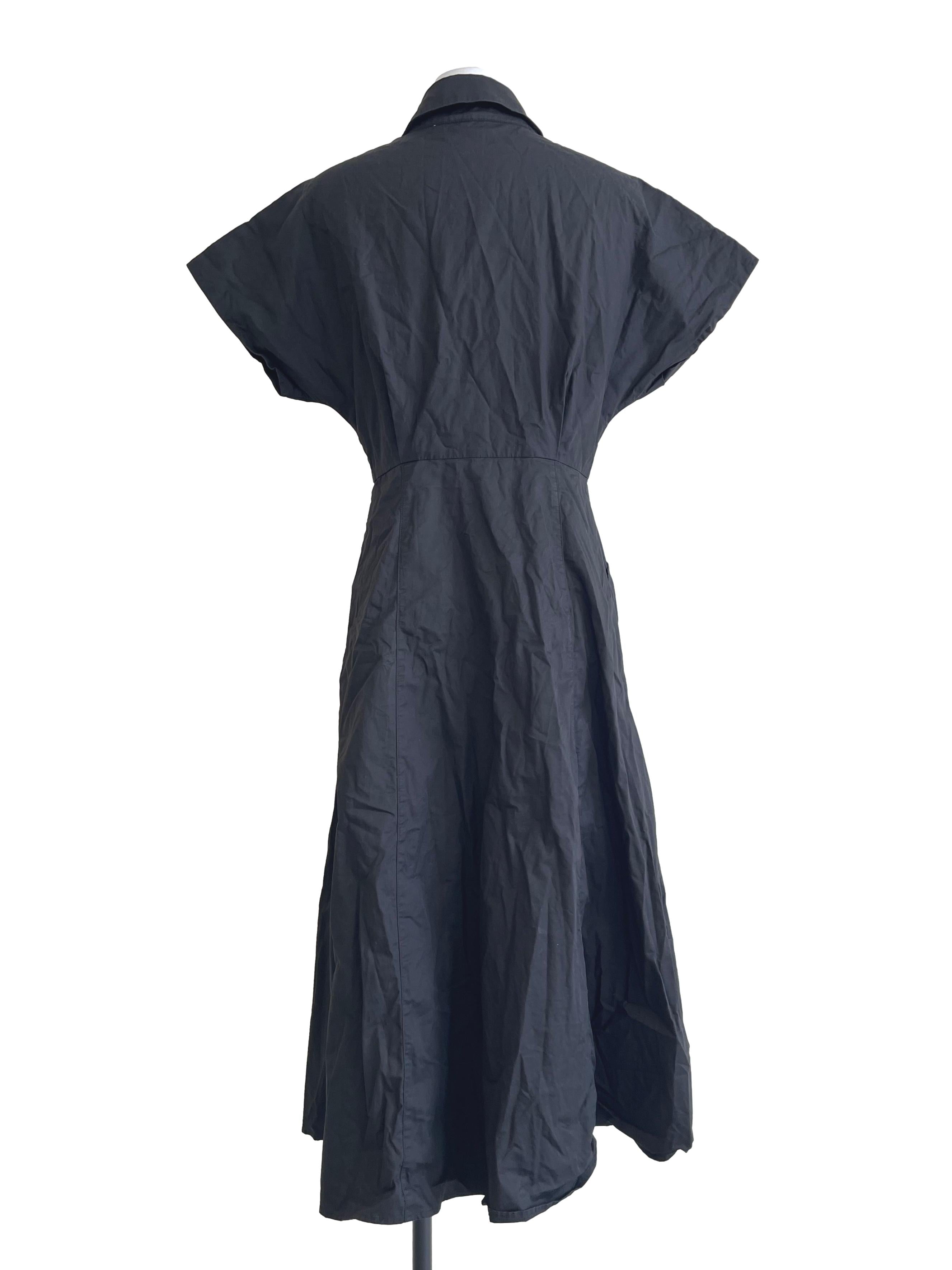 Black Cotton Pleated Shirt Dress OSN