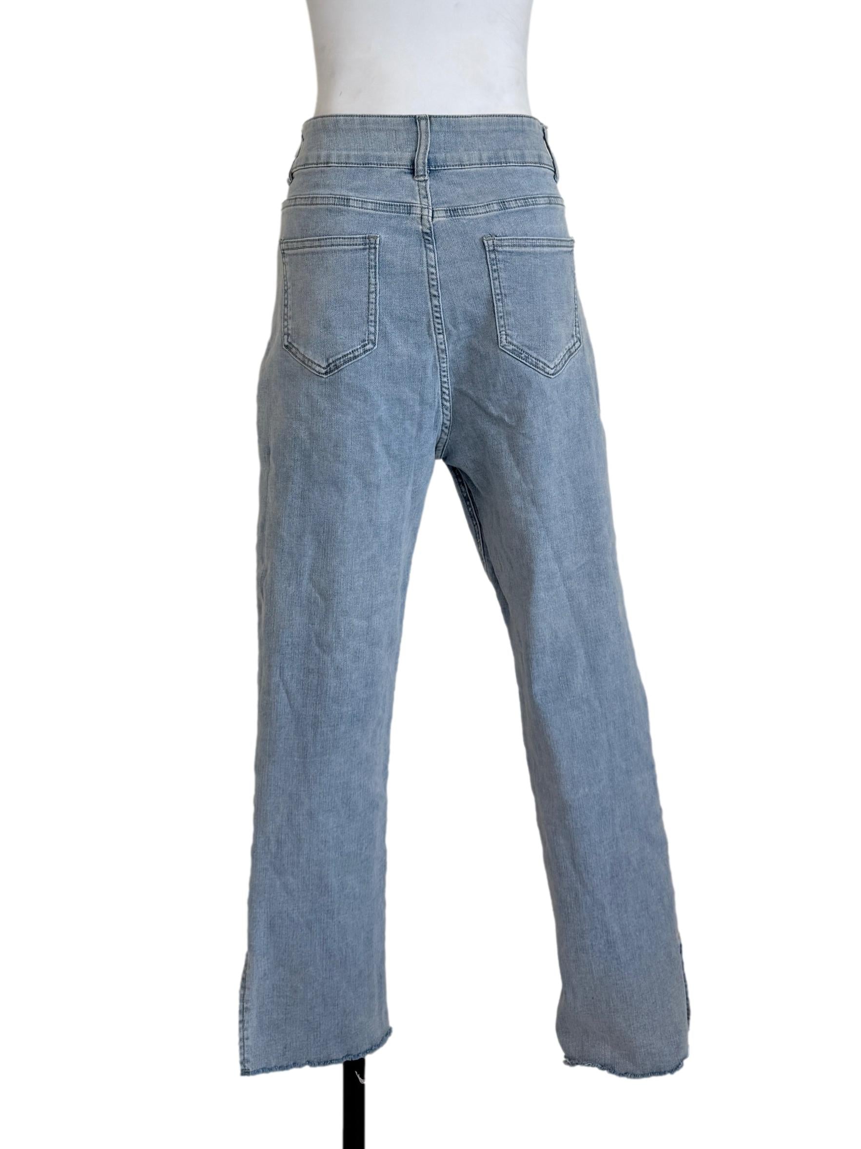 Light Blue Frayed Hem Skinny Jeans