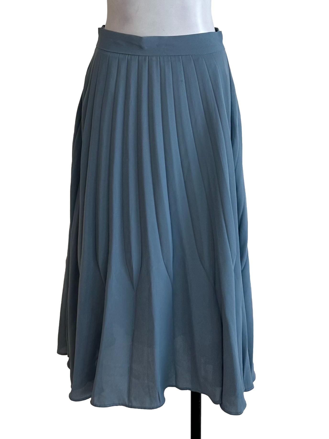 Ash Blue Pleated Skirt