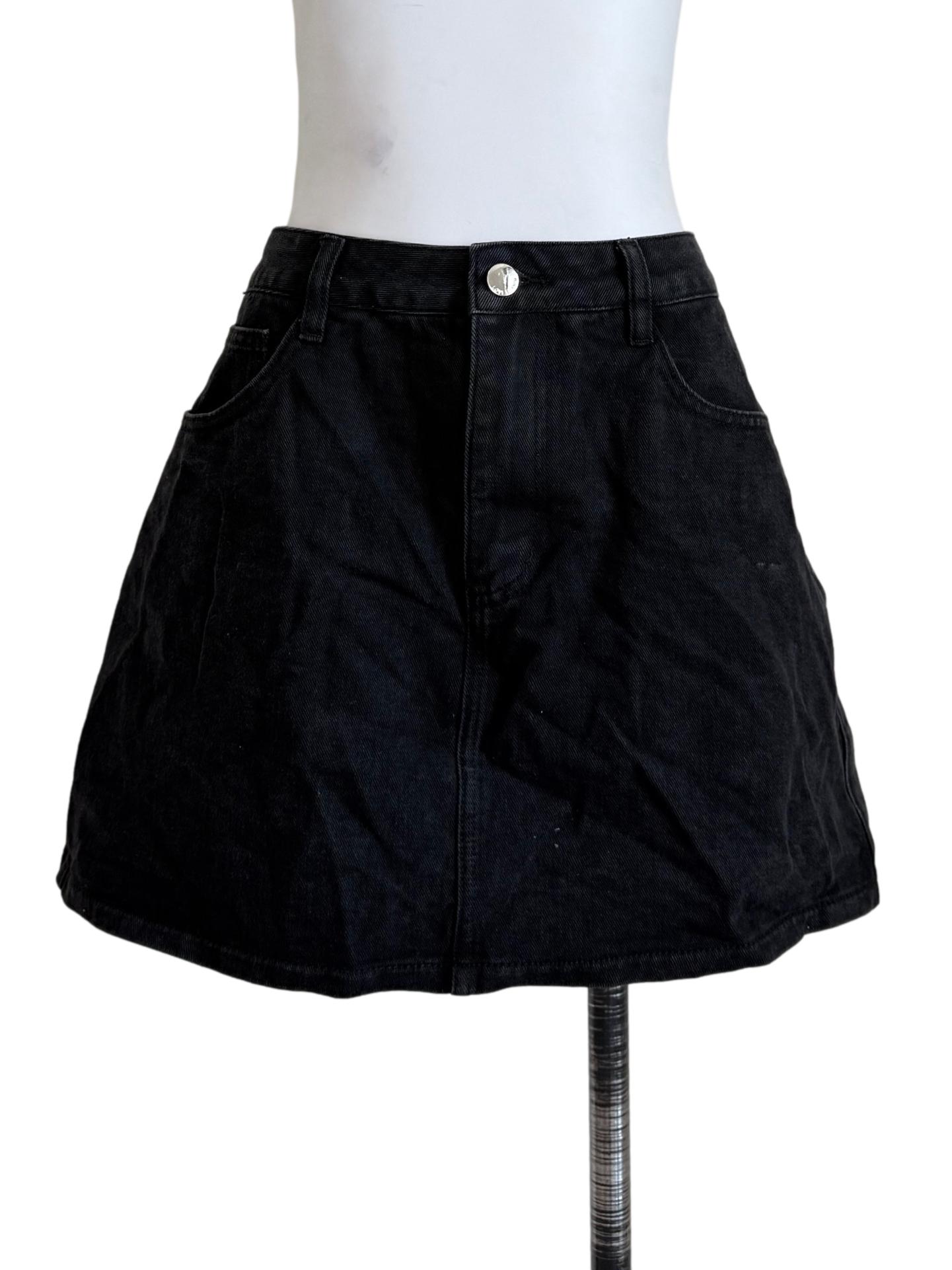 Black Denim Mini Skirt