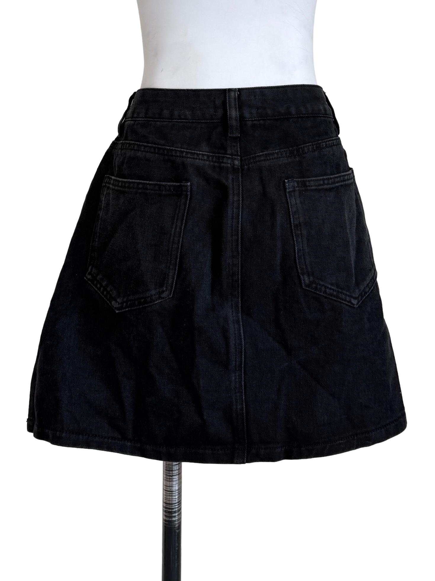 Black Denim Mini Skirt