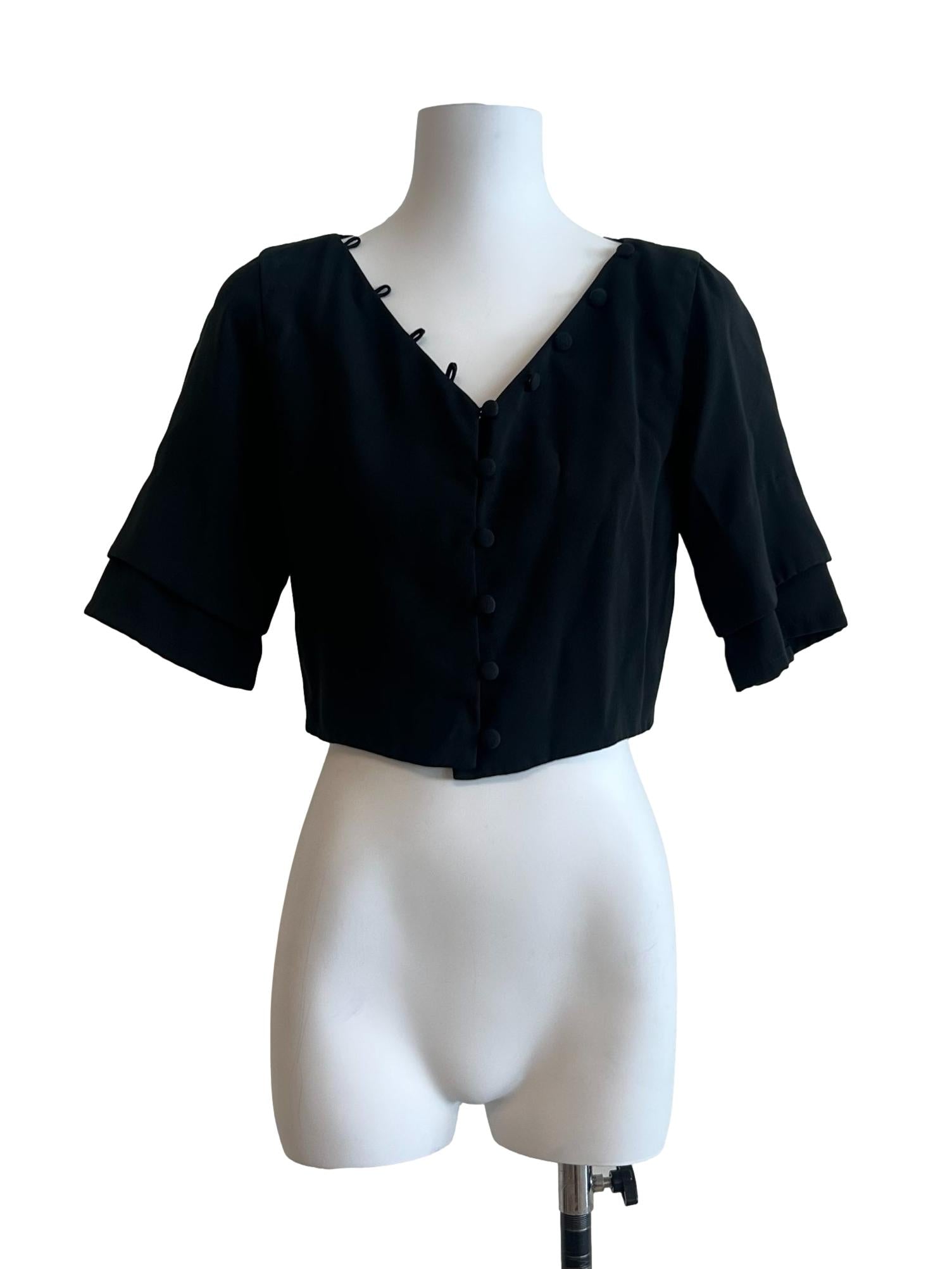 Soft Black Button Top