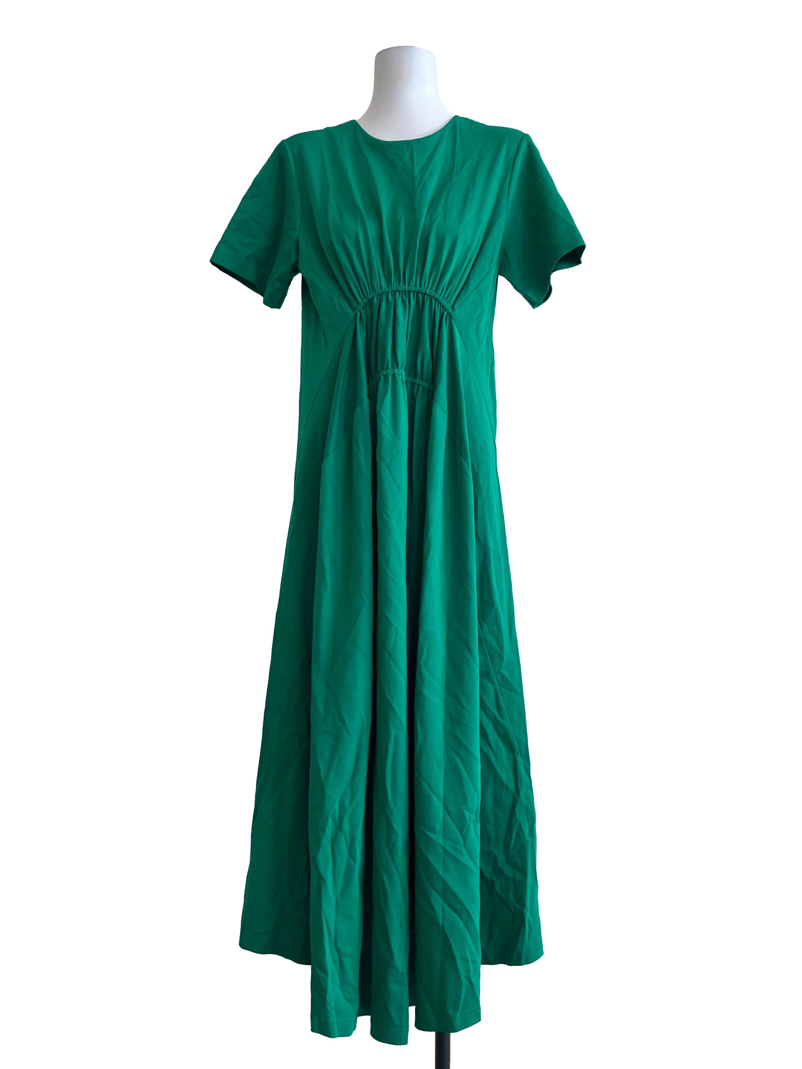 Clover Green Ruched Short Sleeve Shift Dress