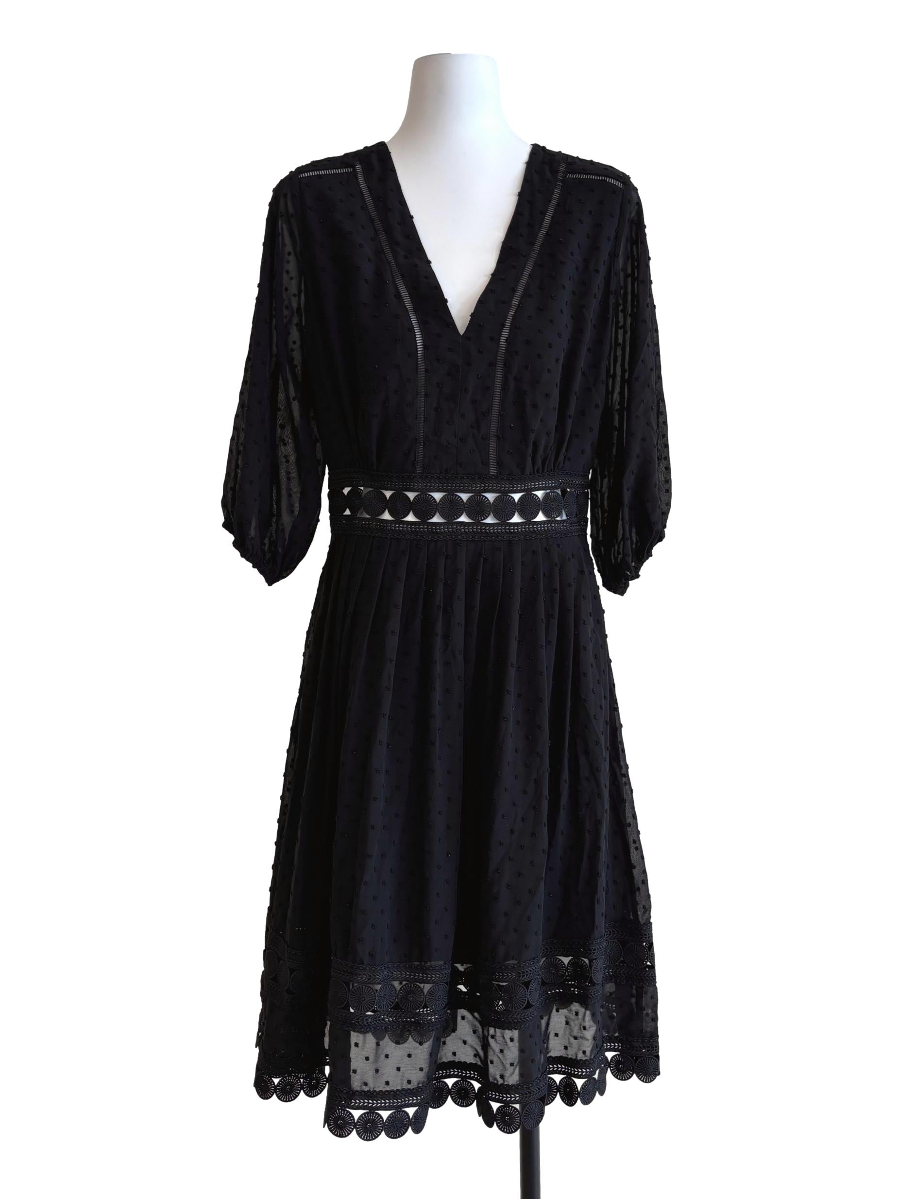 Parisian Black Textured Flare Dress