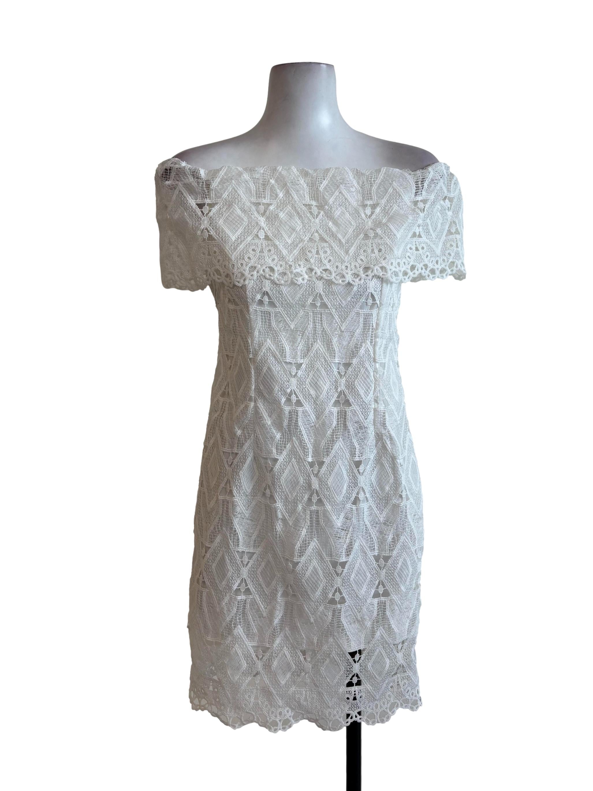 White Lace Strapless Dress