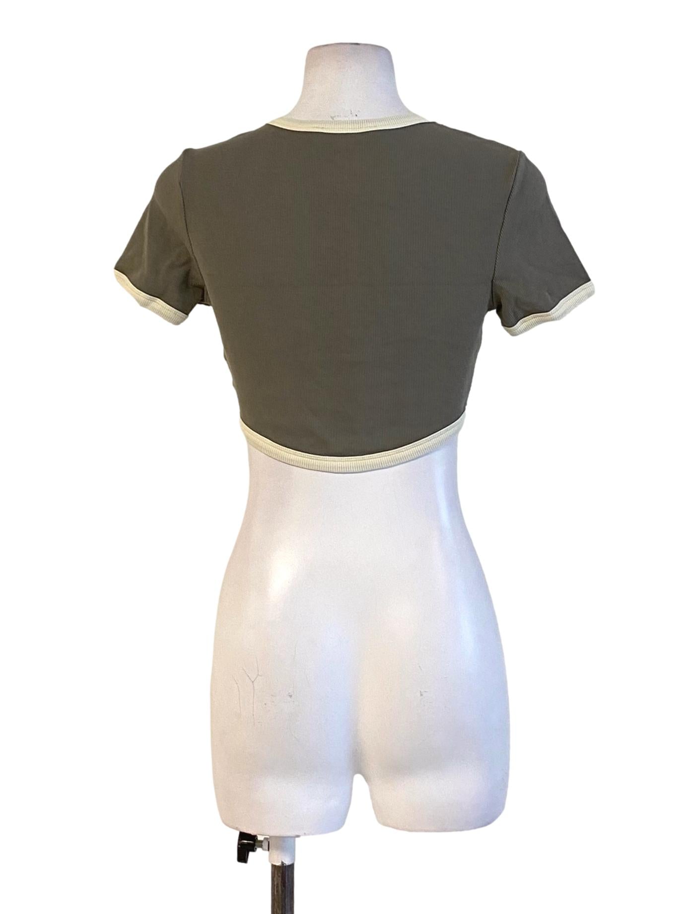 Ash Grey Round Neck Fit Cropped Top