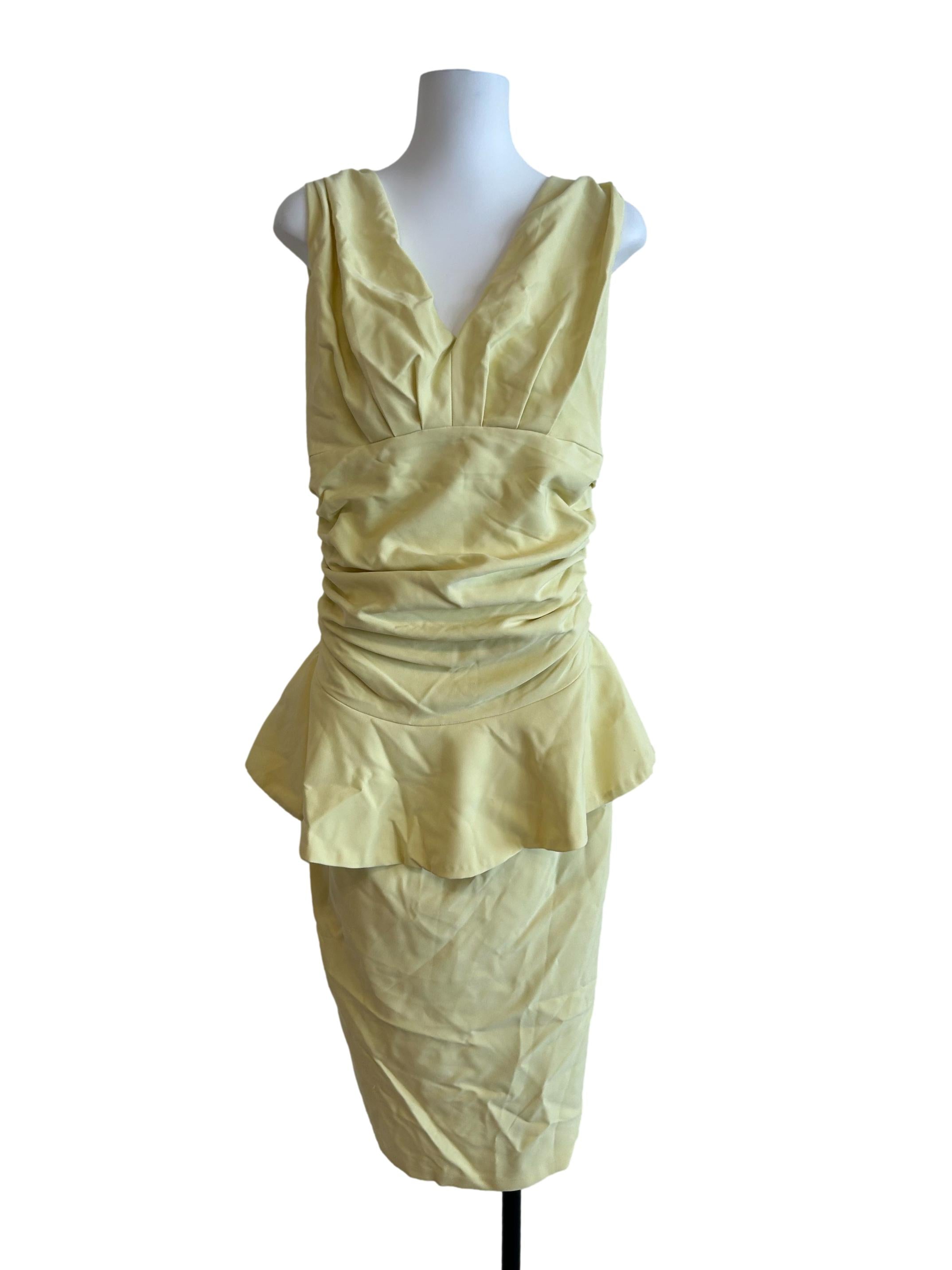 Lemon Yellow Ruched Dress
