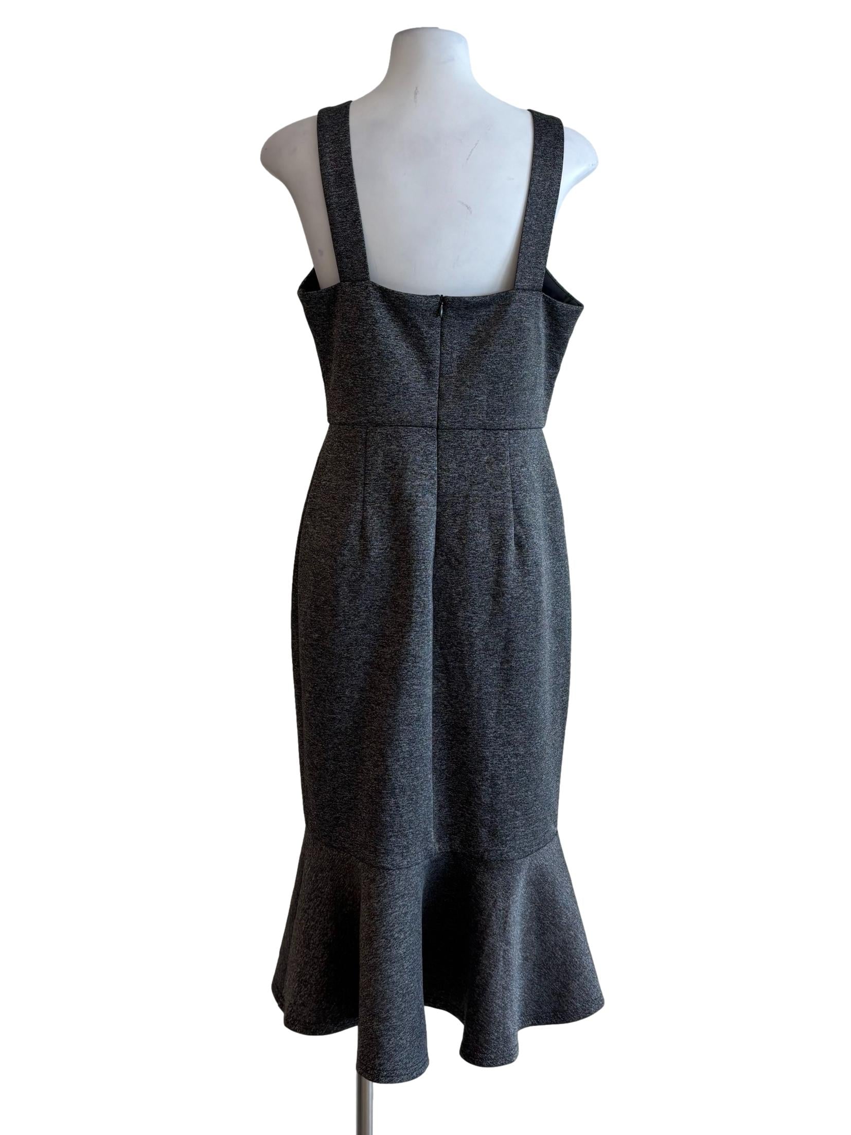 Carbon Grey V Neck Pencil Dress