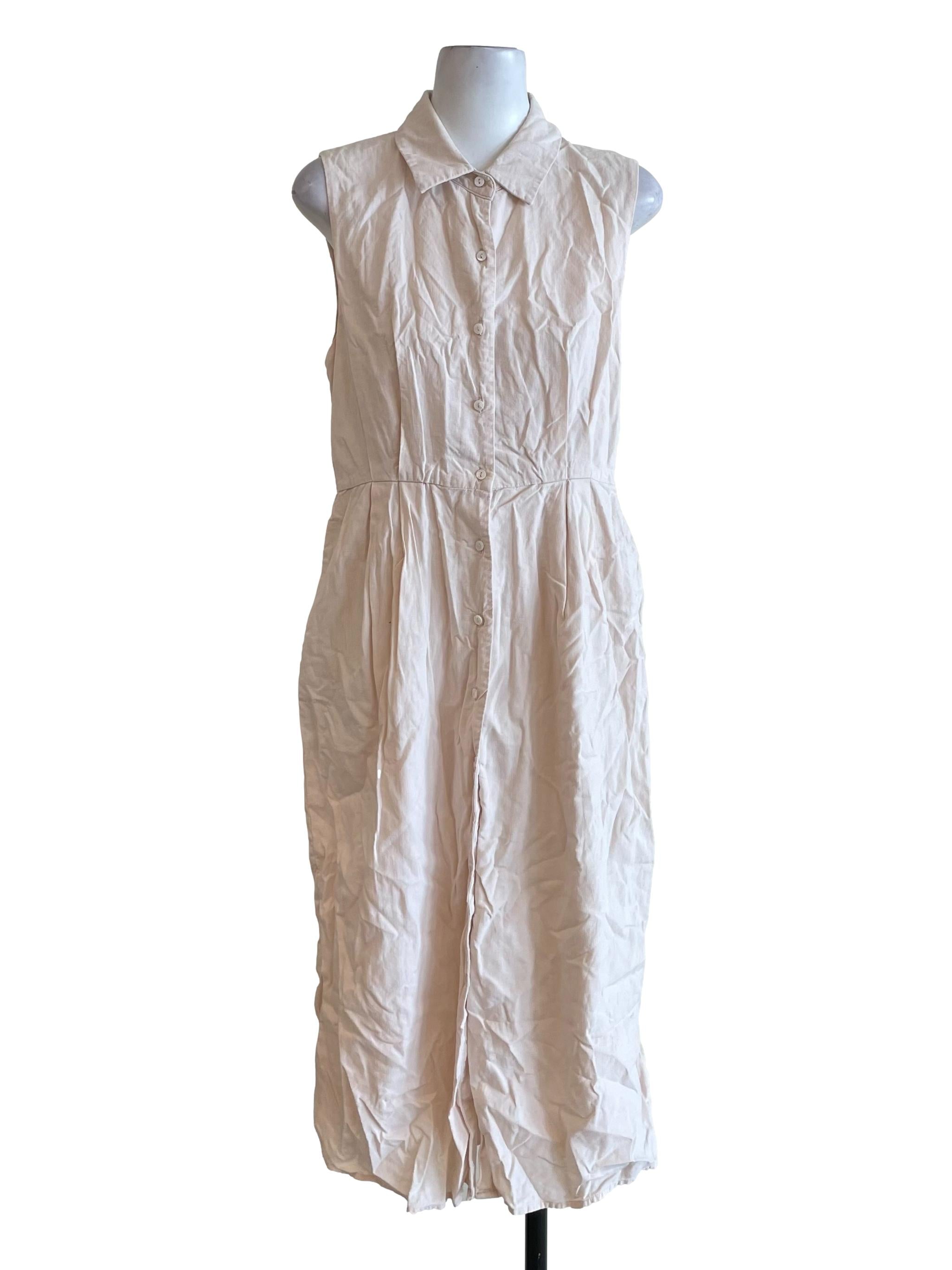 Pale Pink Button Up Shirt Dress OSN