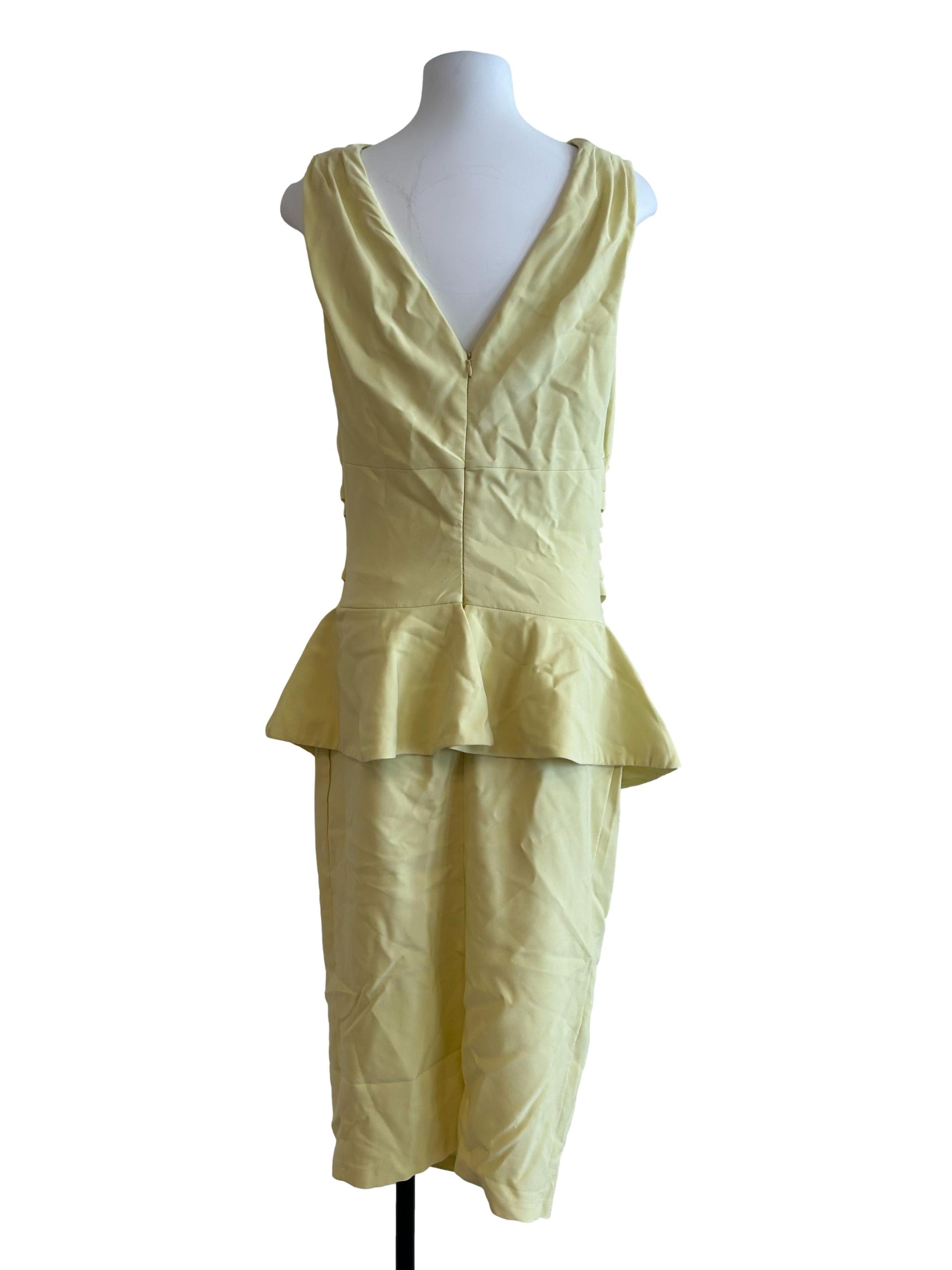 Lemon Yellow Ruched Dress