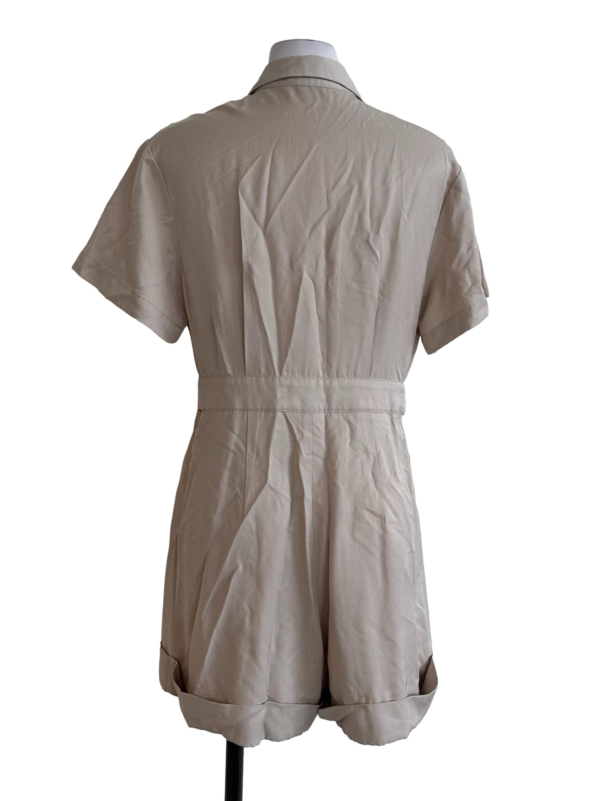 Sand Beige Collar Strap Rompers