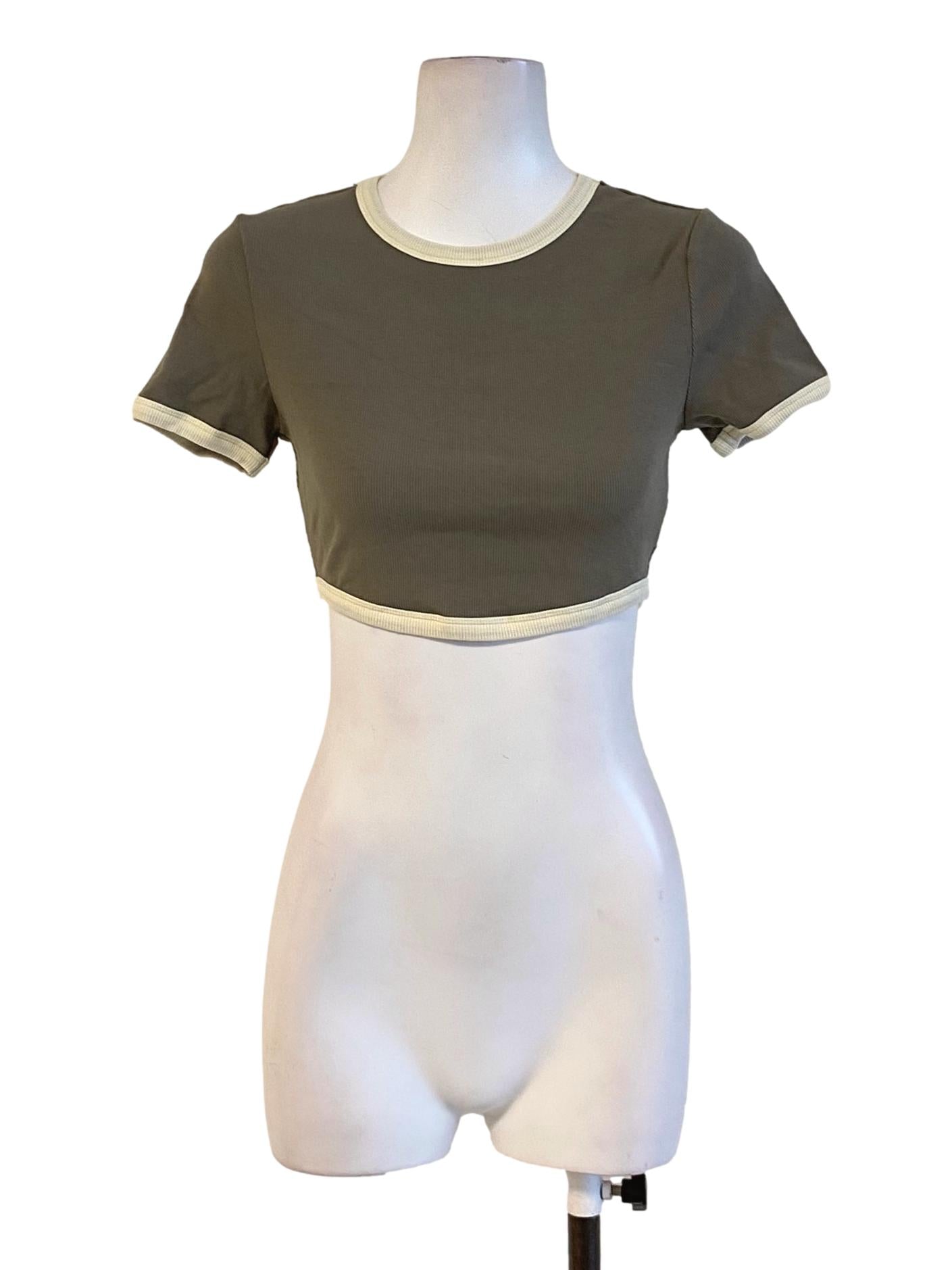 Ash Grey Round Neck Fit Cropped Top