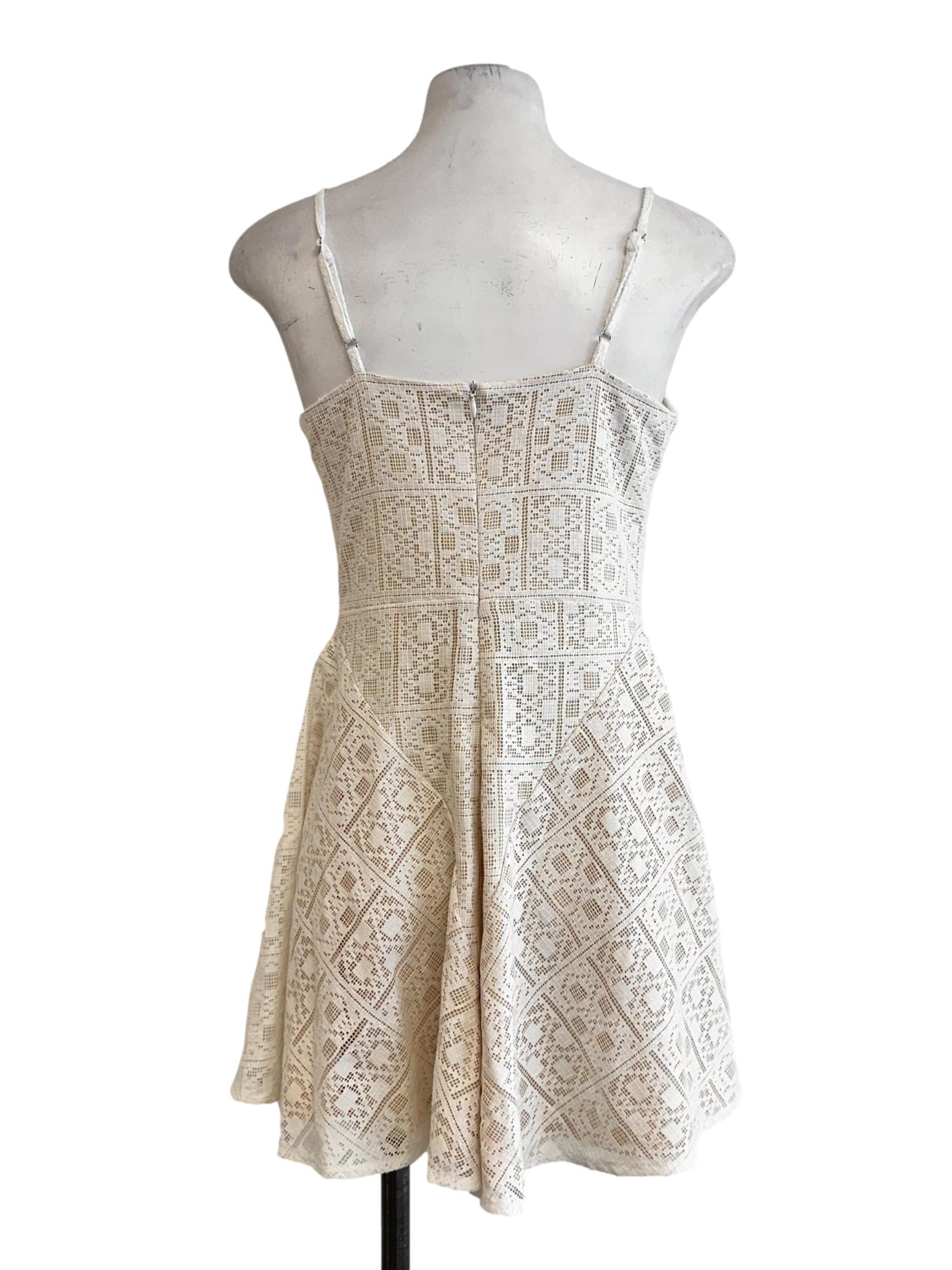 White Crochet Lace Padded Romper