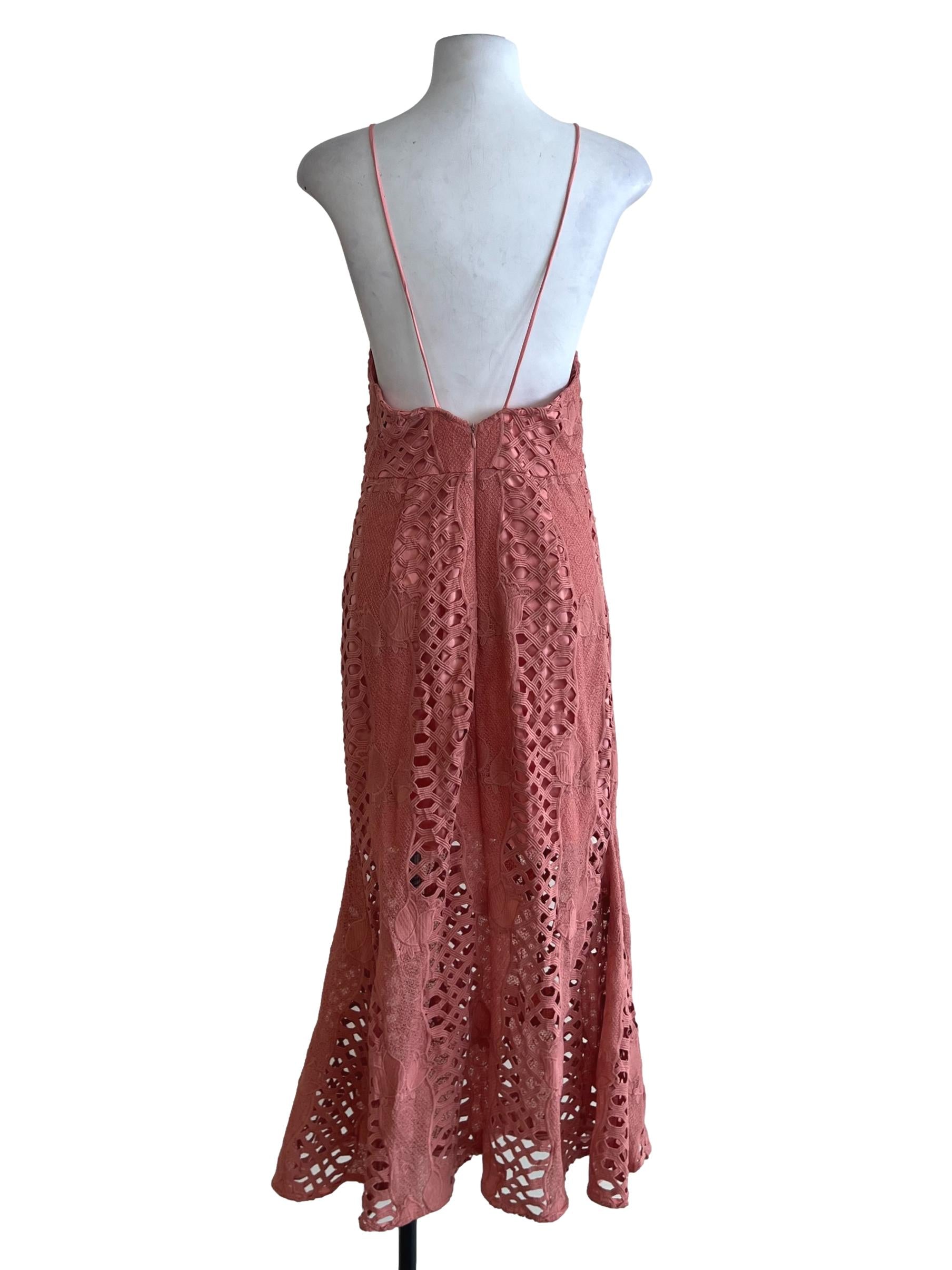 Watermelon Pink Lace A-Line Dress