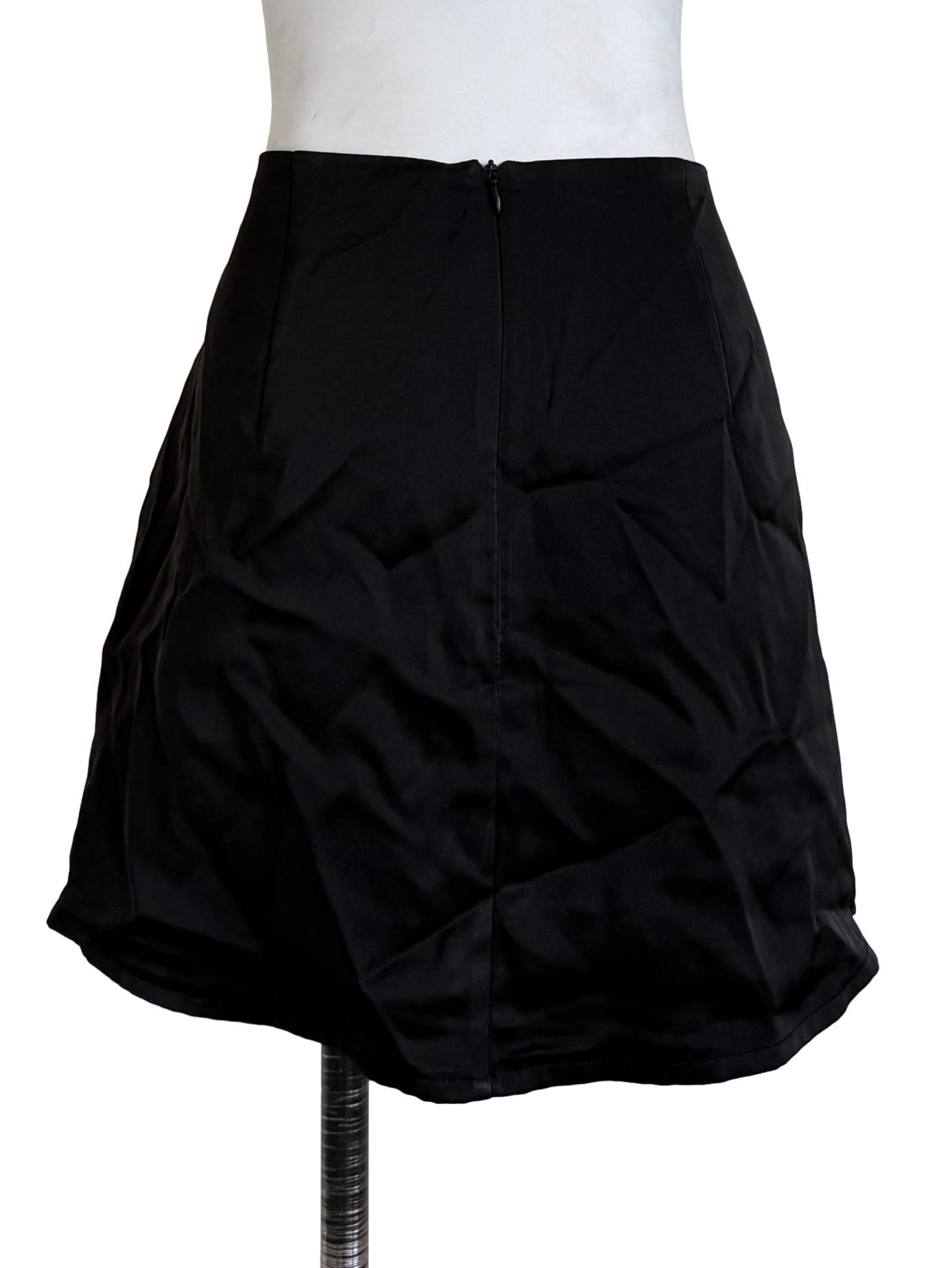 Black Satin Mini Skirt