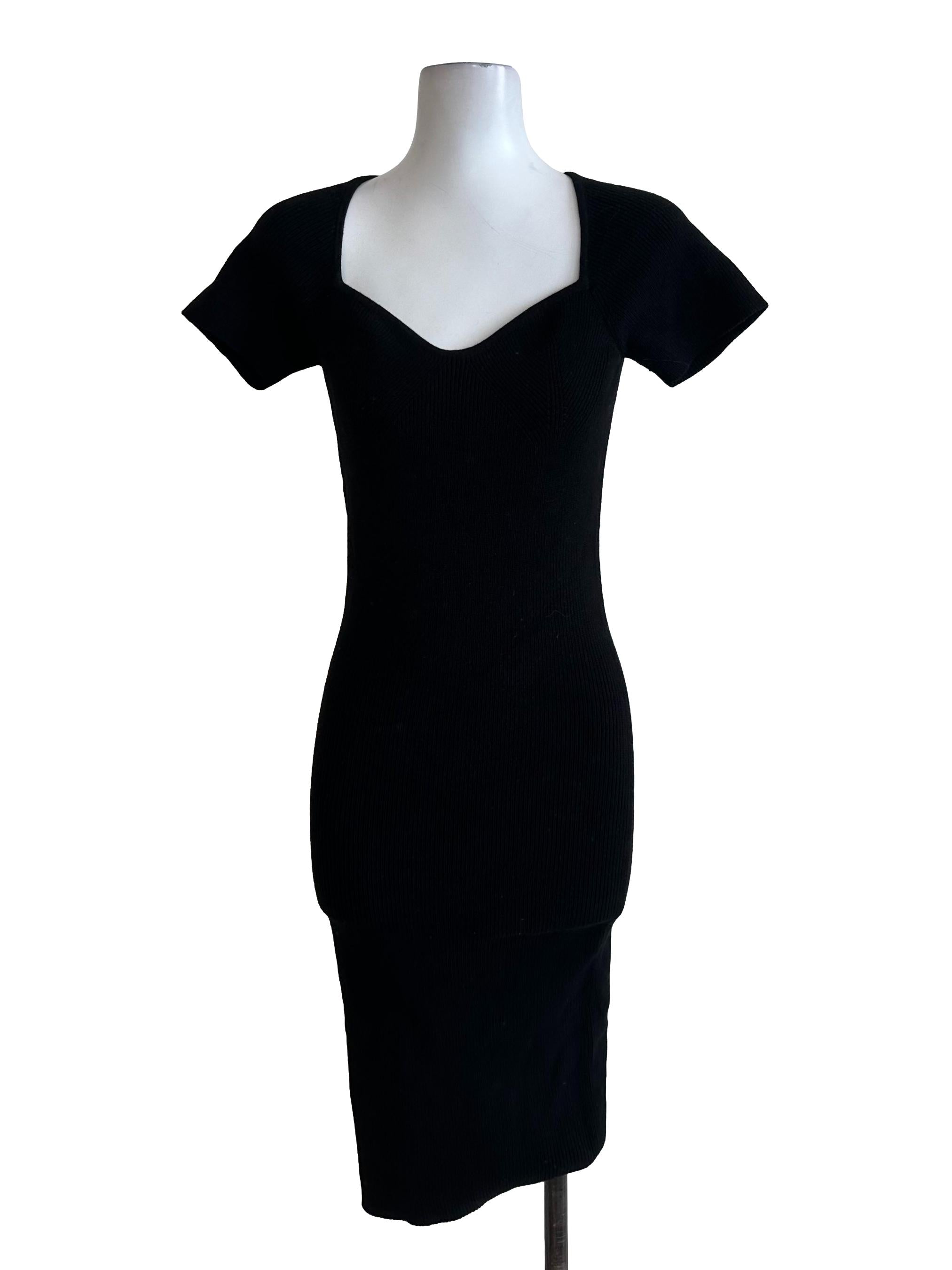 Raven Black Short Sleeve Knit Dress