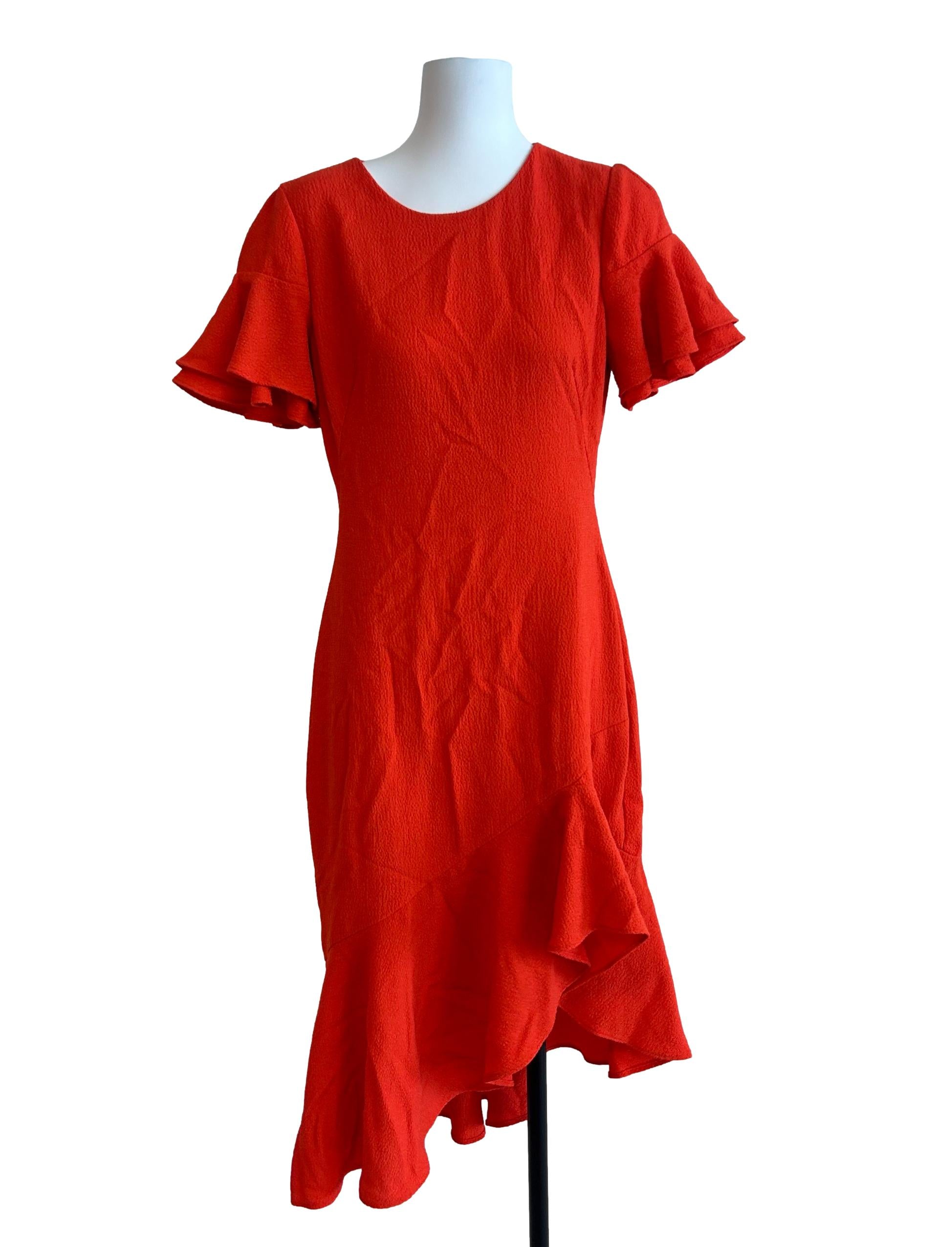 Red Orange Textured Dress