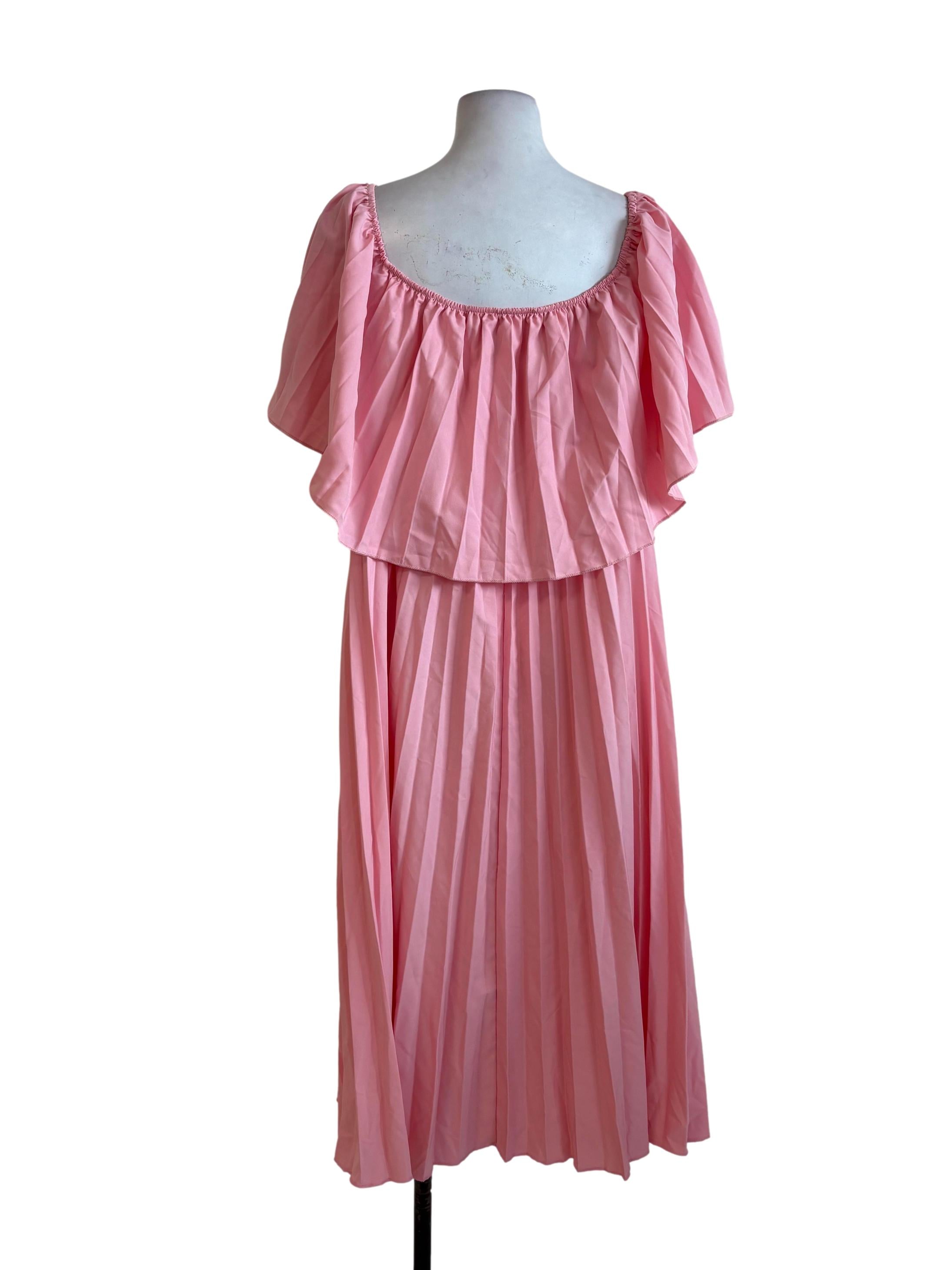 Watermelon Pink Pleated Dress