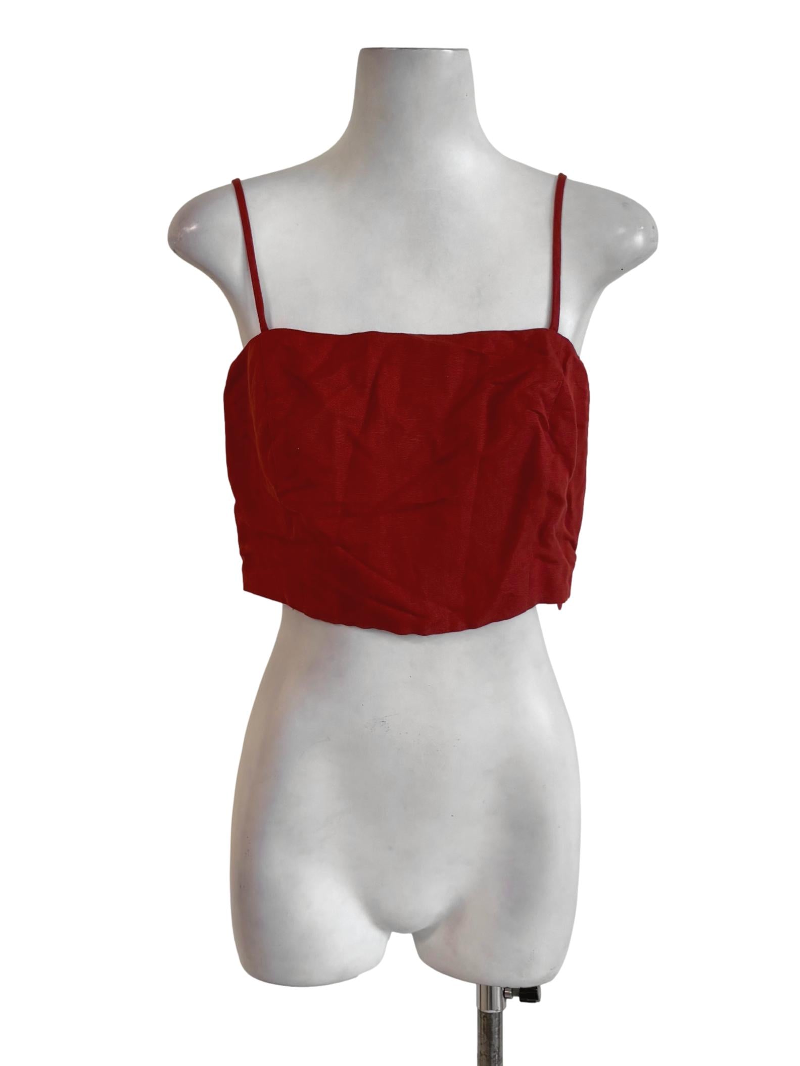 Brick Red Smocked Back Tank Top