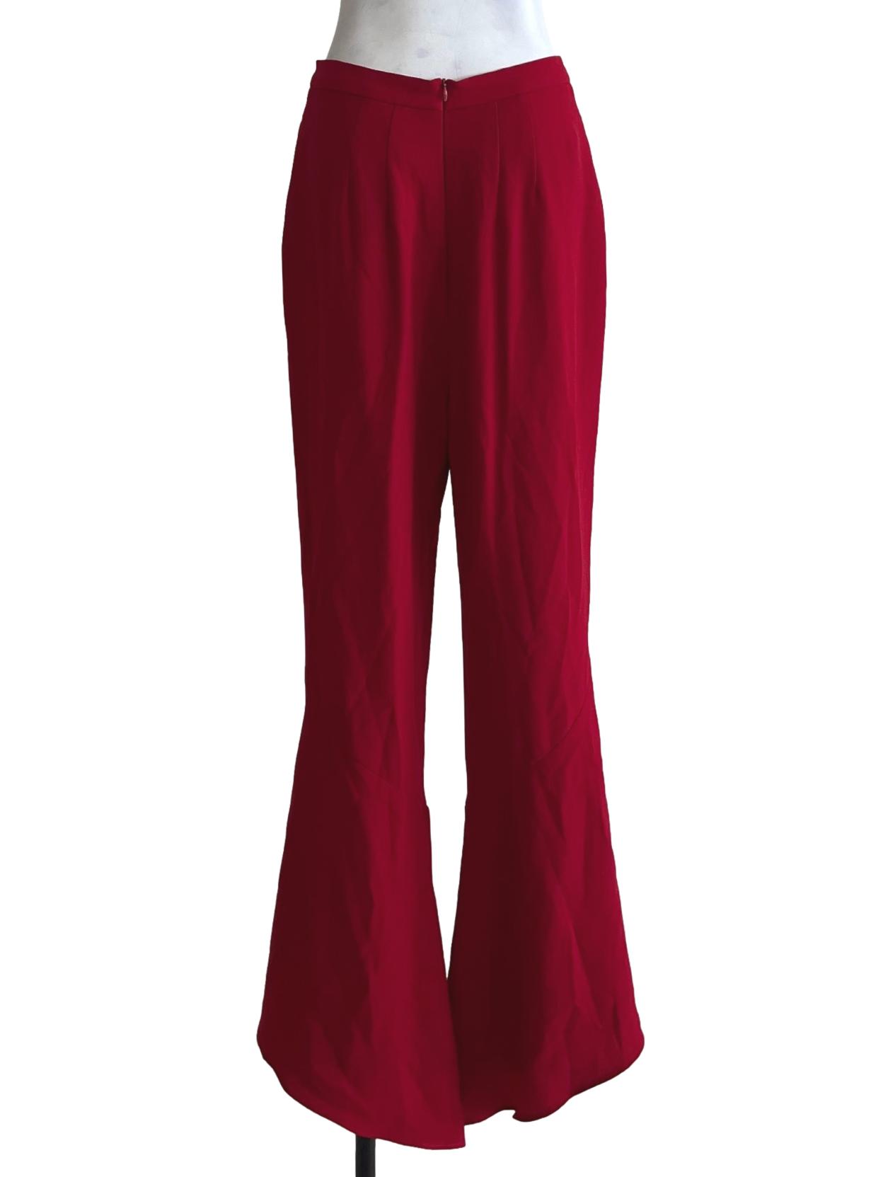 Candy Red High-Waisted Flared Pants