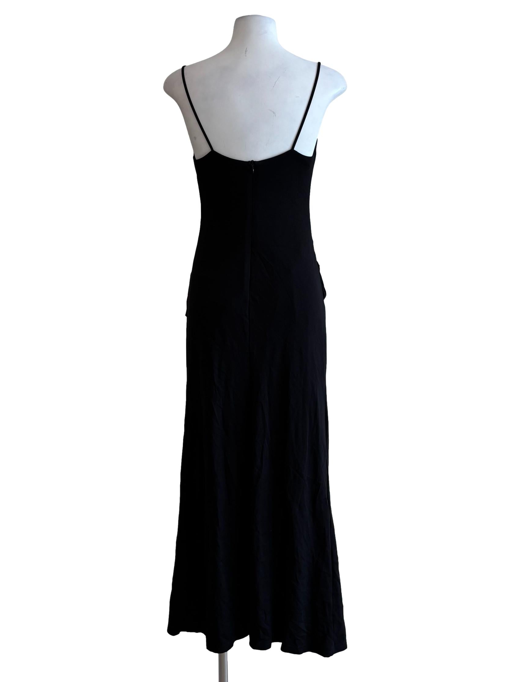 Rich Black Spaghetti Strap Ruched Bodycon Dress