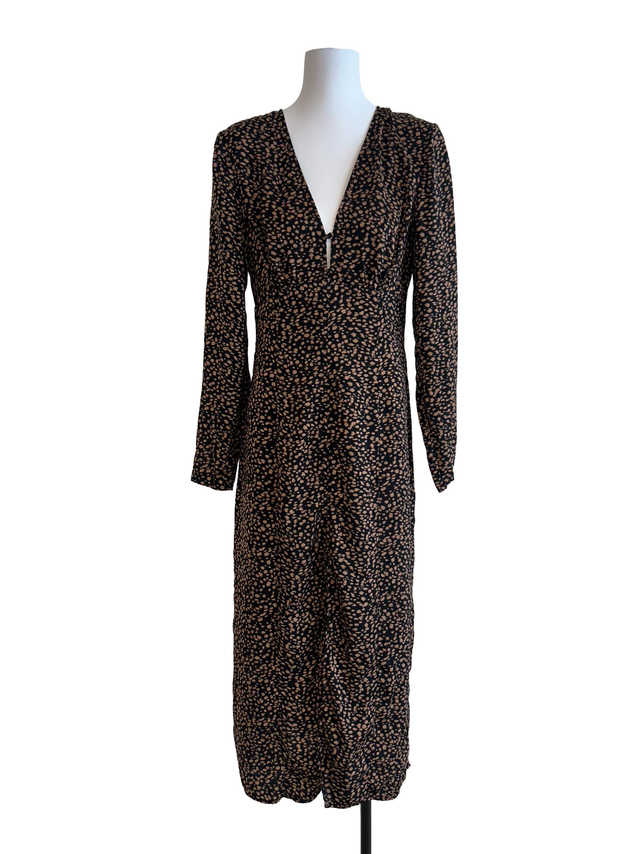Black And Bronze Printed Dress