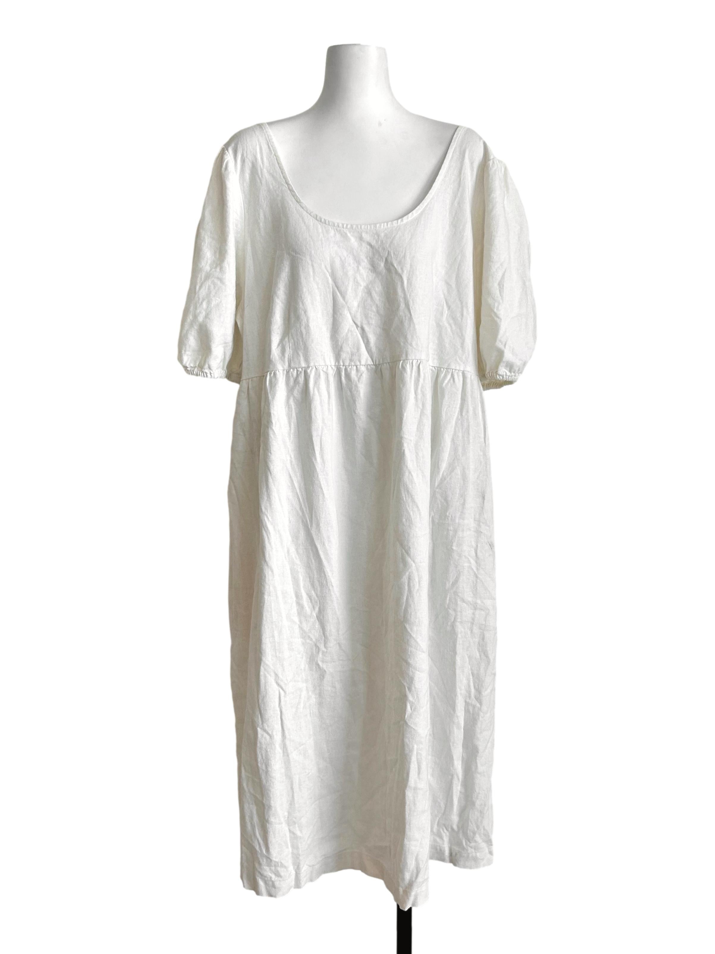 White Puff Sleeve Midi Dress
