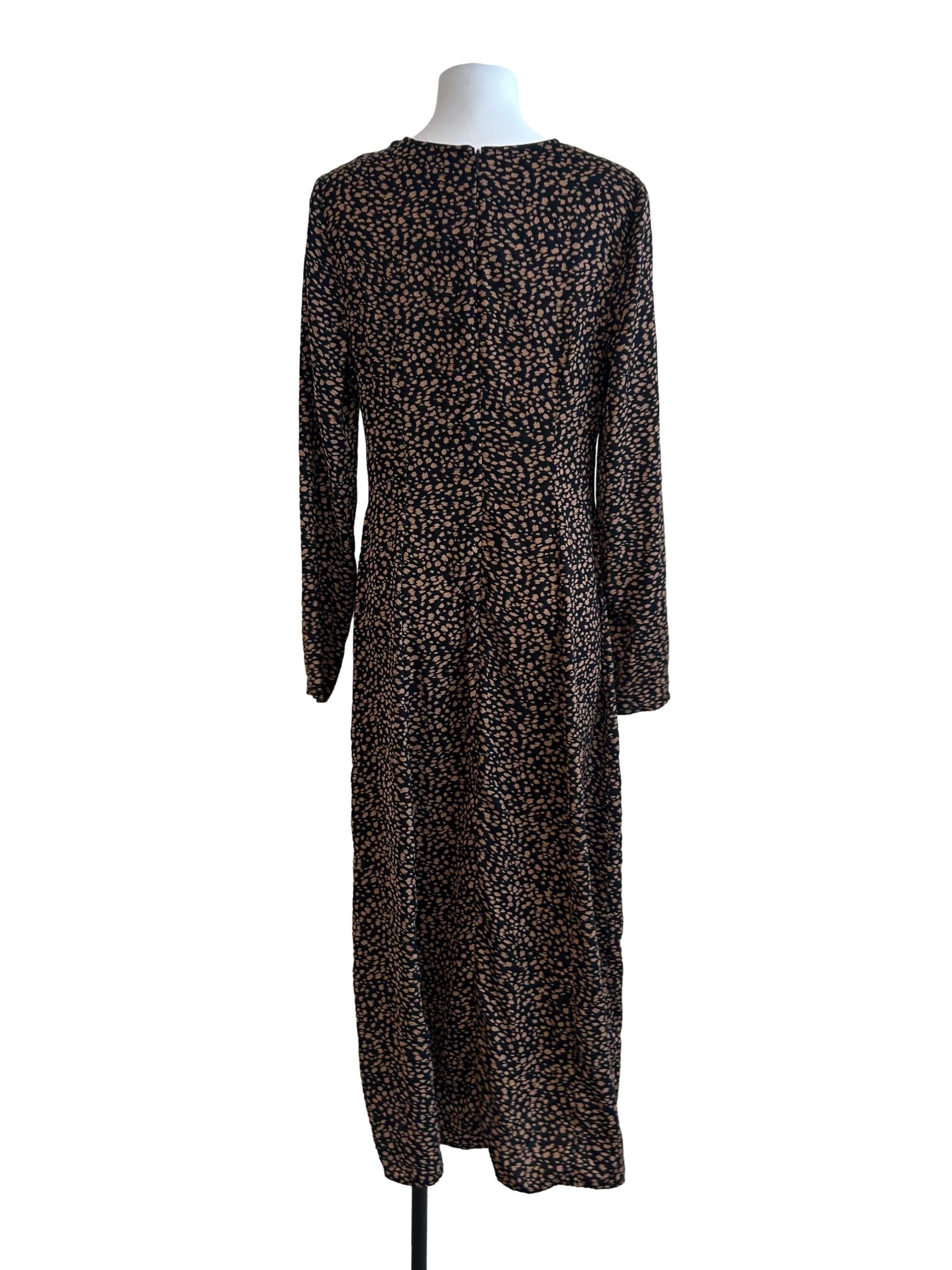 Black And Bronze Printed Dress