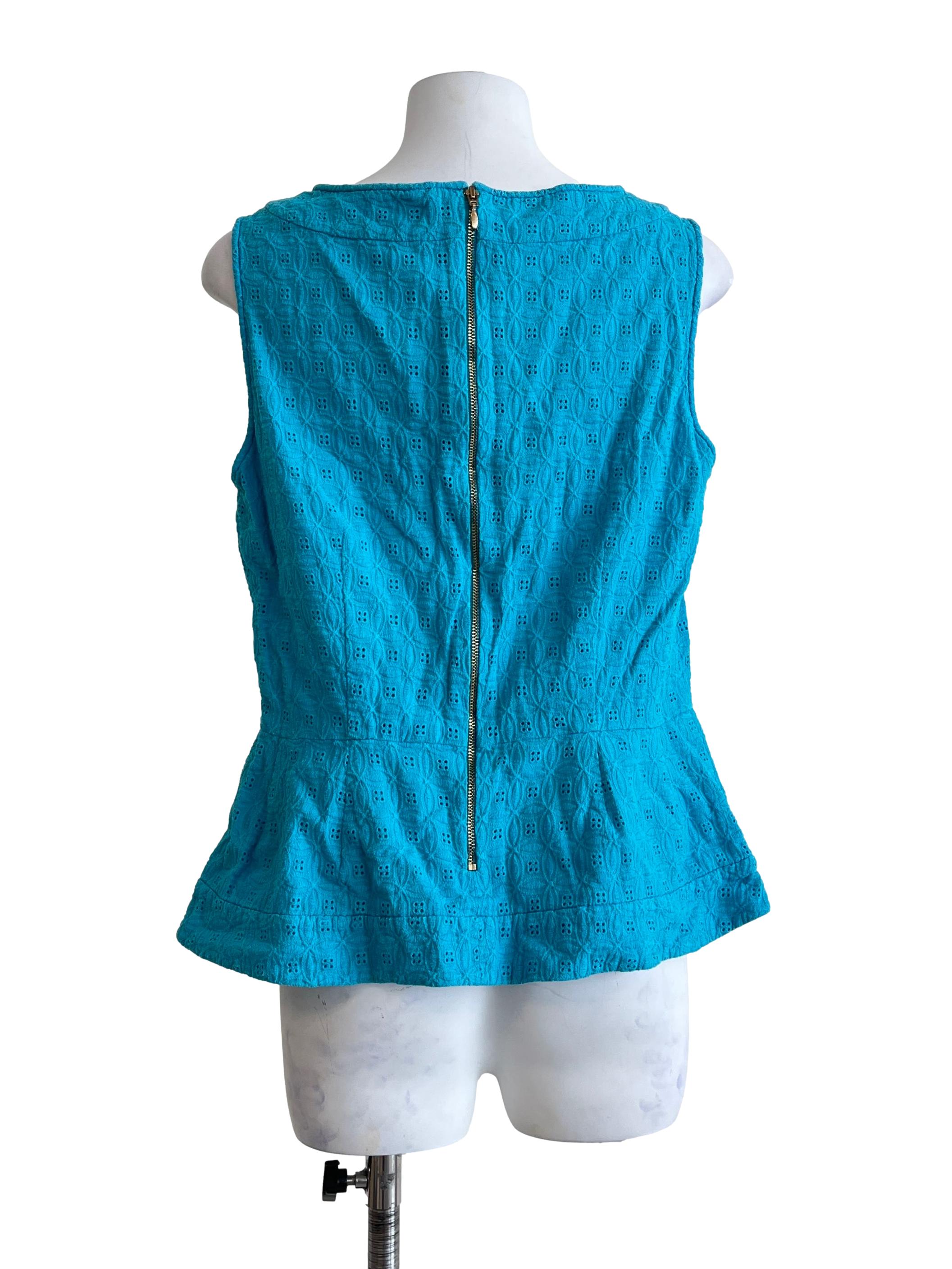 Cyan Blue Halter Sleeveless Top