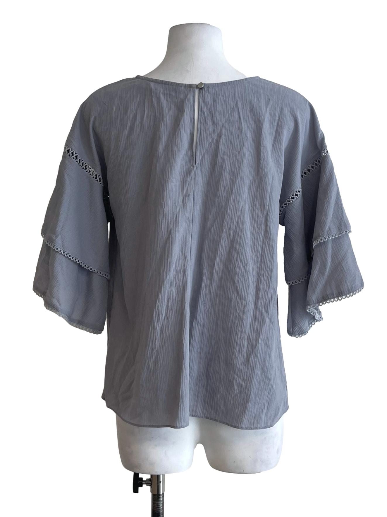 Coin Grey Jewel Neckline Blouse