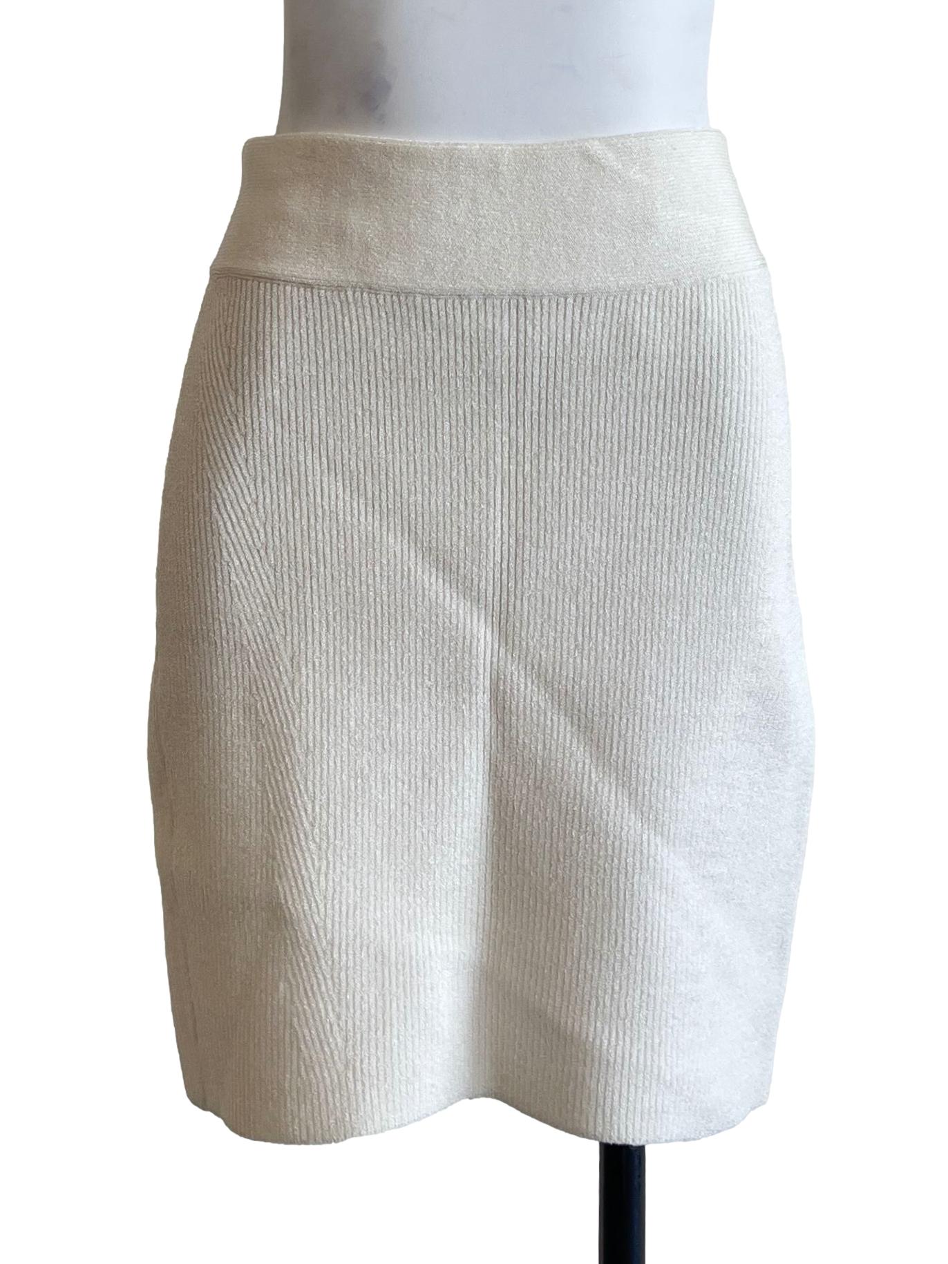 White Nyx Ribbed-Knit Mini Skirt