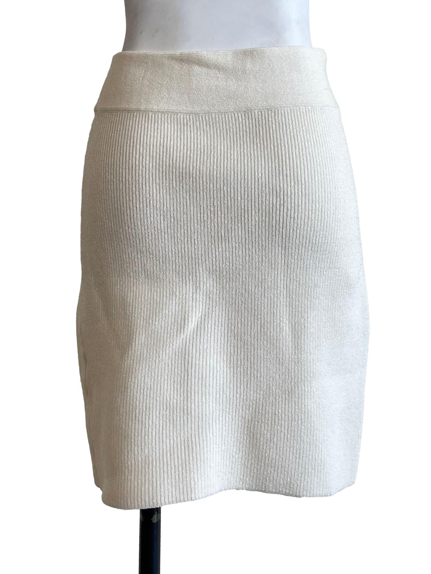 White Nyx Ribbed-Knit Mini Skirt