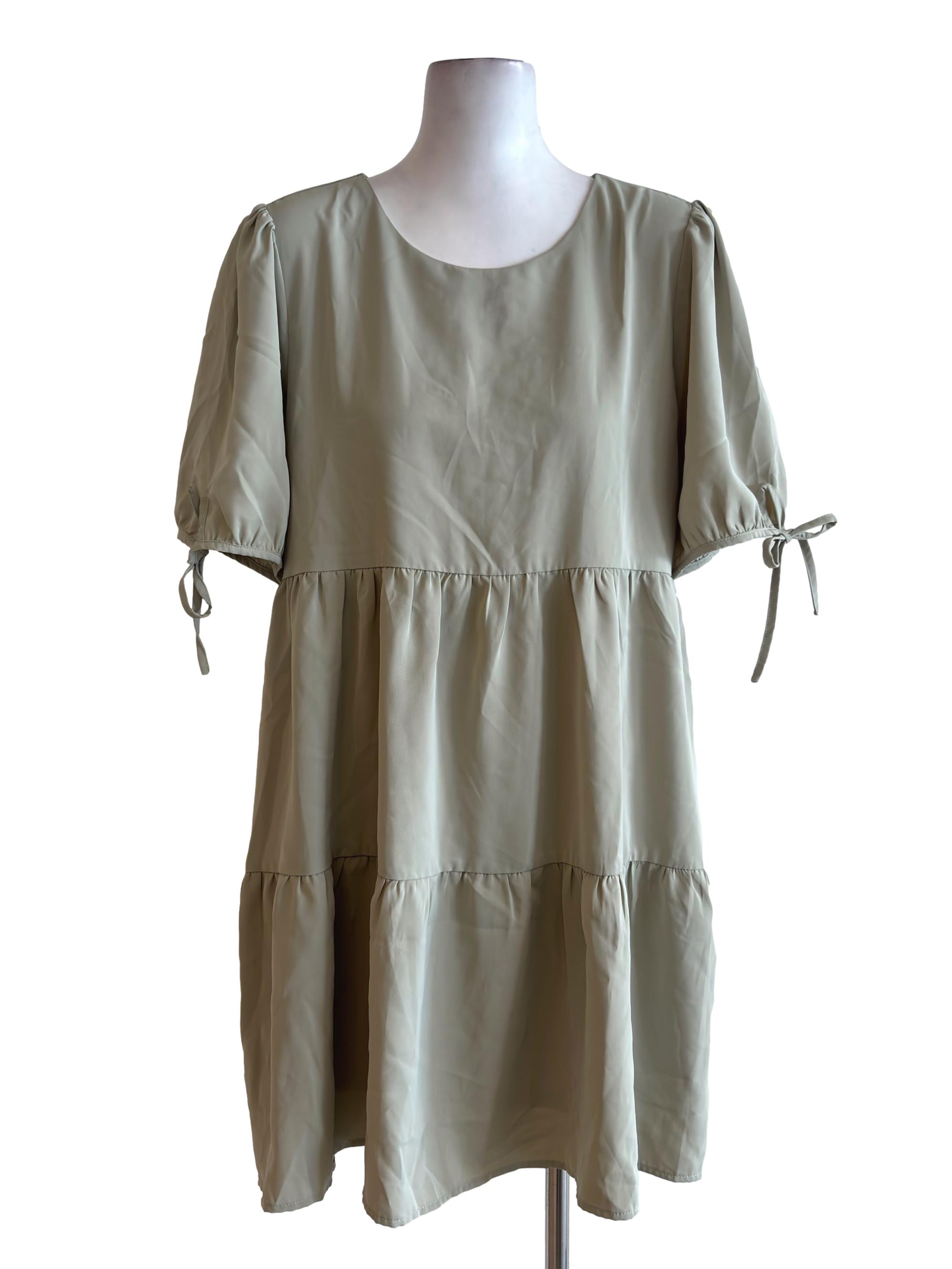 Sage Green Tiered Mini Dress