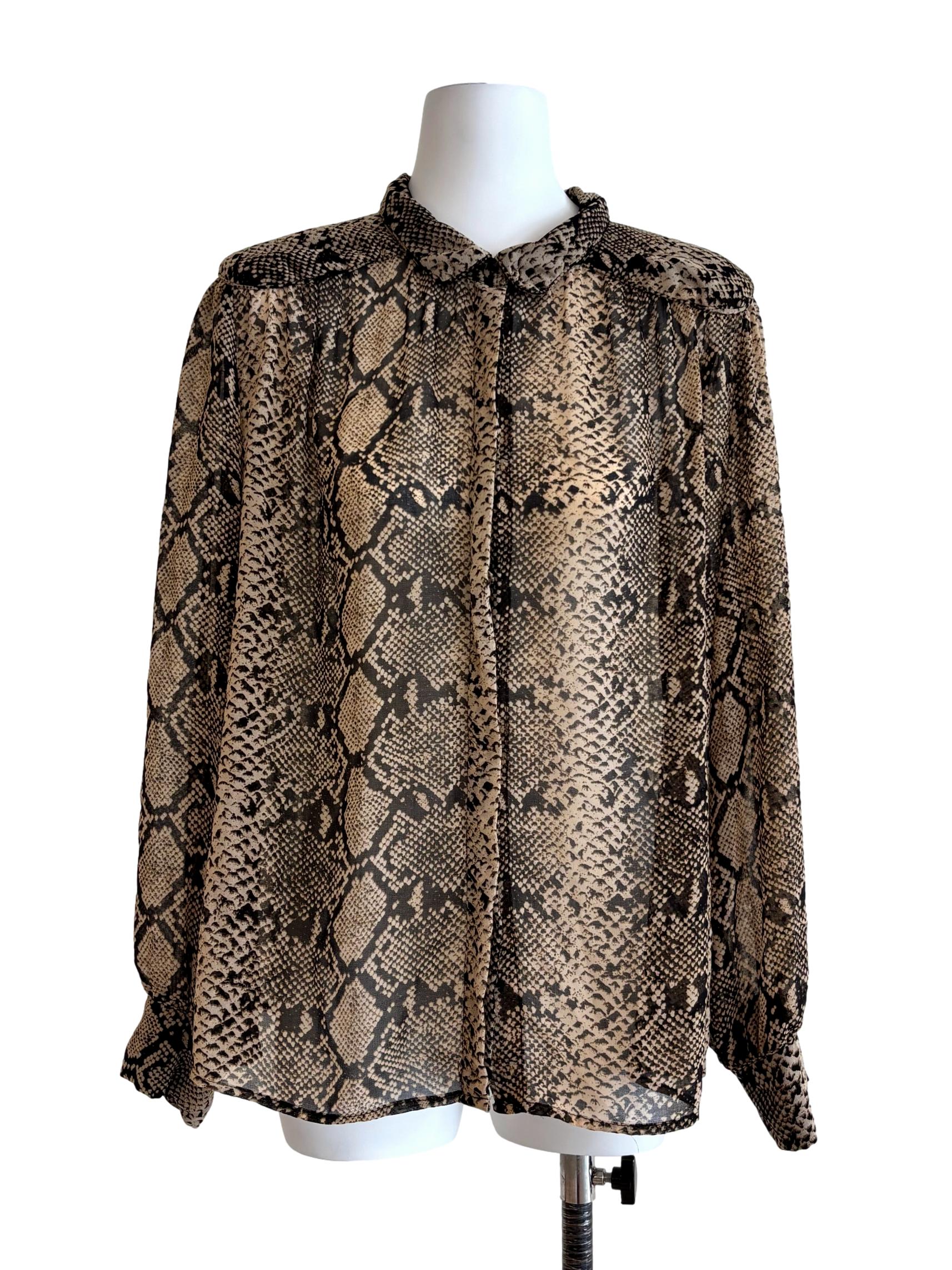 Buff Brown Snake Print Blouse