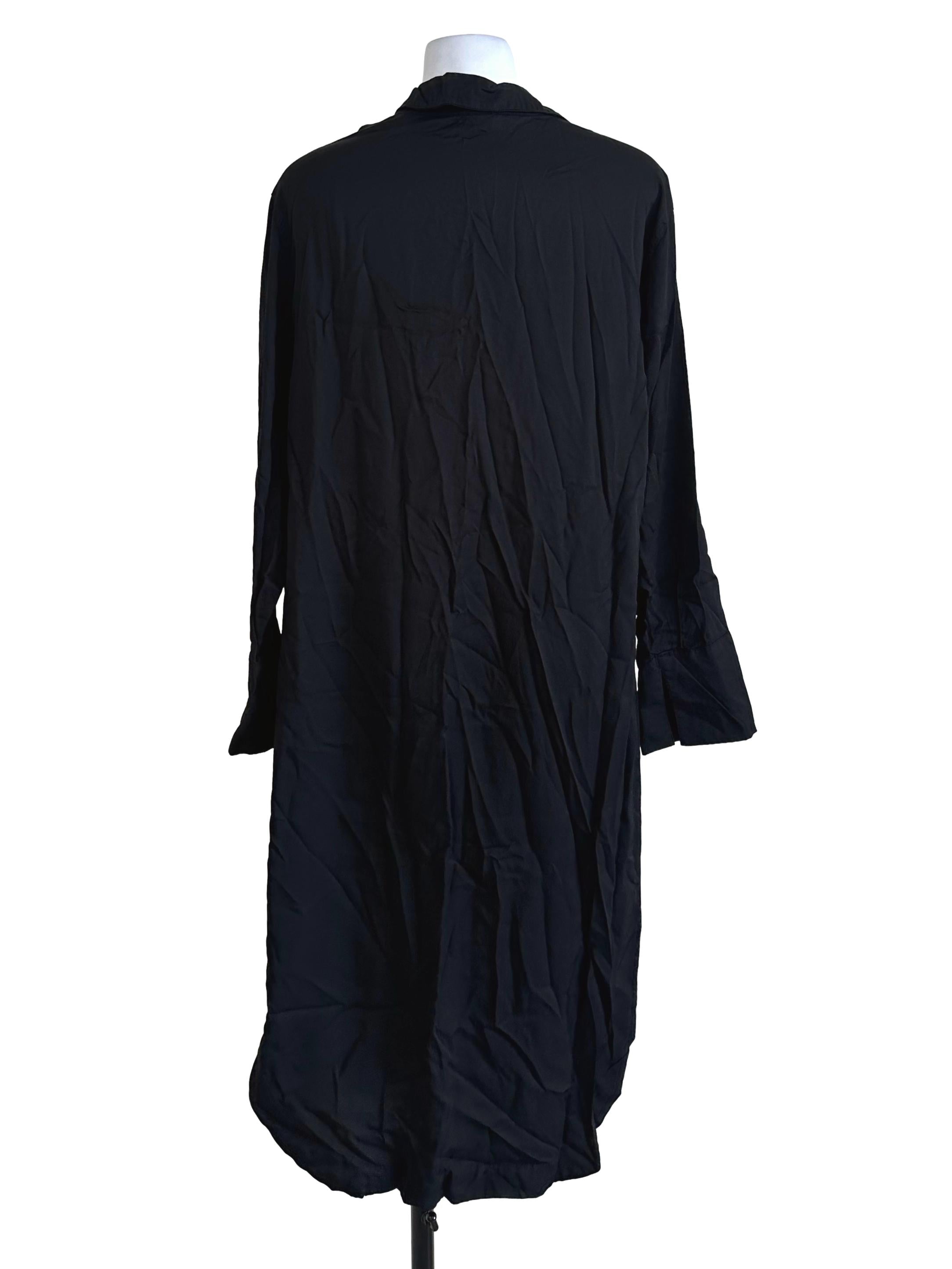Black Plain Collar Shirt Dress