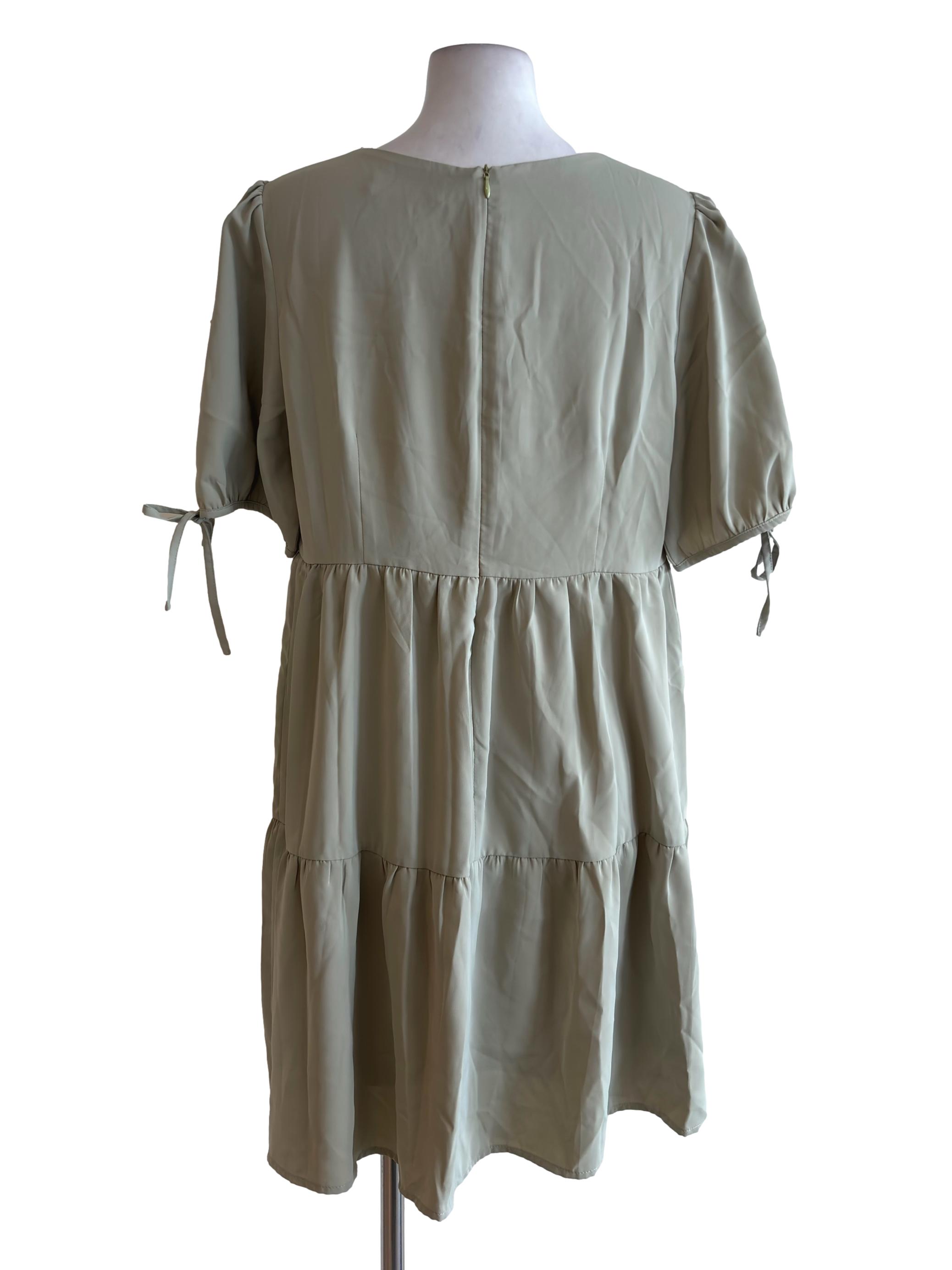 Sage Green Tiered Mini Dress