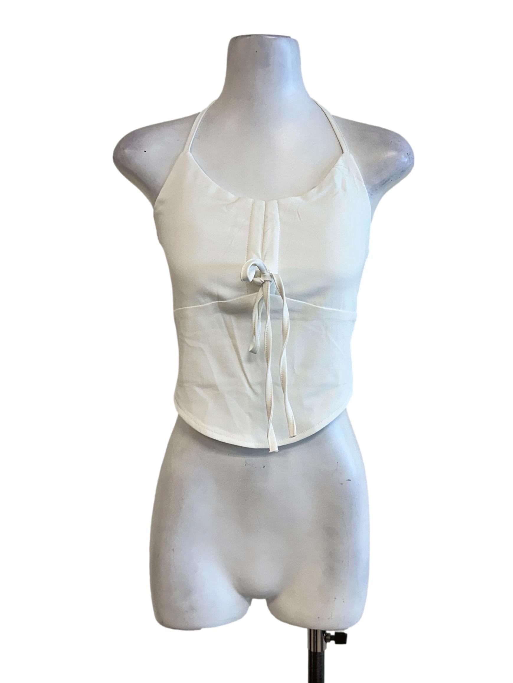 Daisy White Padded Halter Top